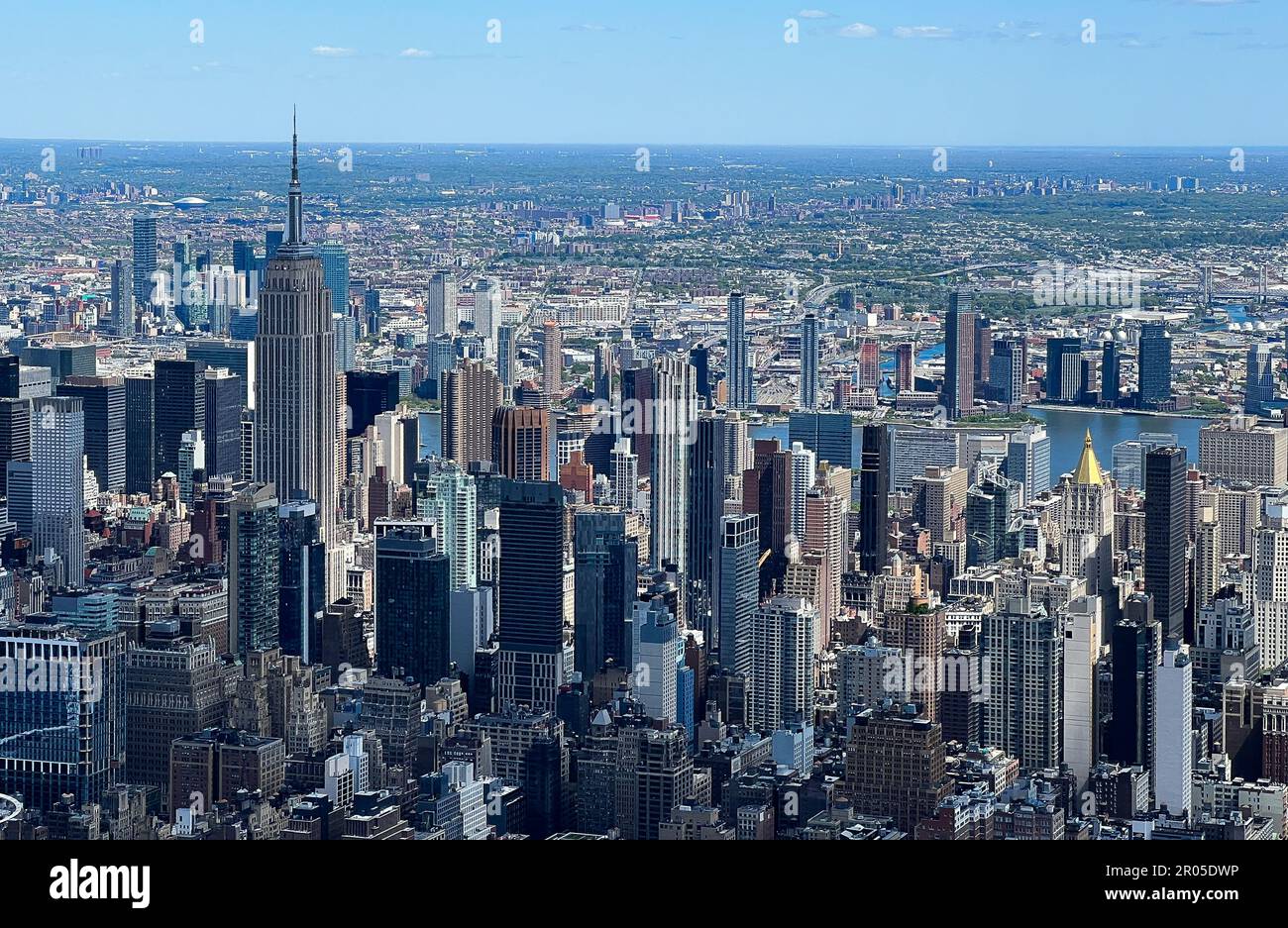 Aerial view of the Empire State Building in New York City on May 6, 2023. Stock Photo