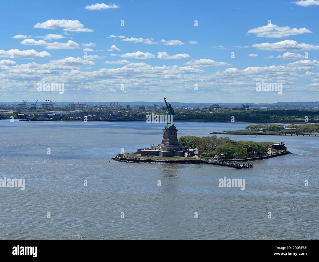 Aerial view of the Statue of Liberty in New York City on May 6, 2023 ...