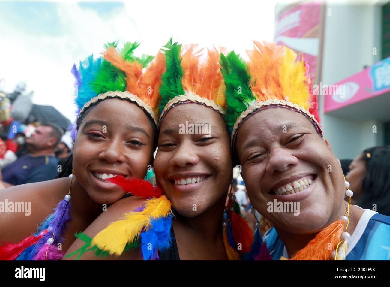 salvador, bahia, brazil - february 22, 2023: revelers have fun during canaval in the city of Salvador. Stock Photo