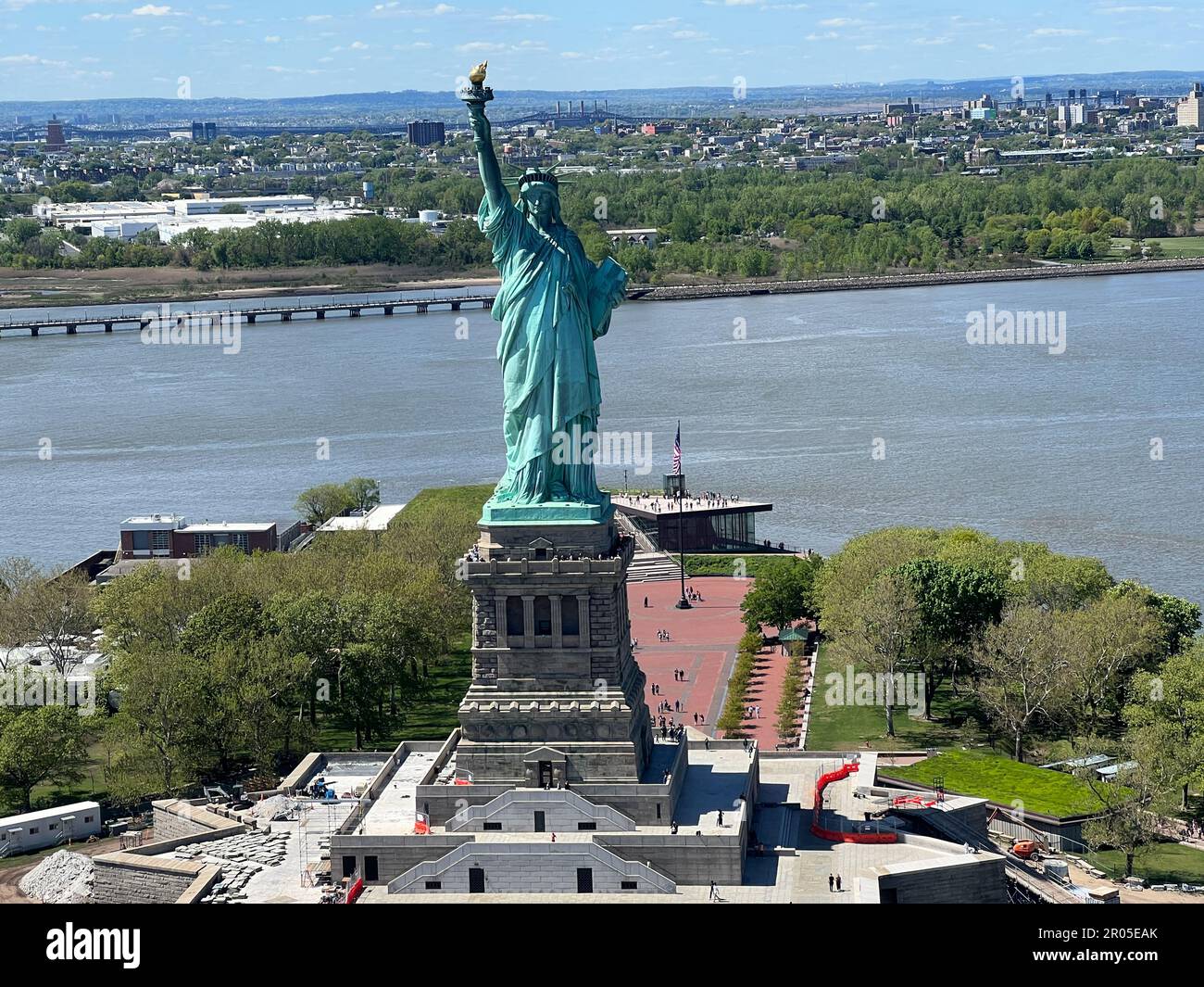Aerial view of the Statue of Liberty in New York City on May 6, 2023 ...