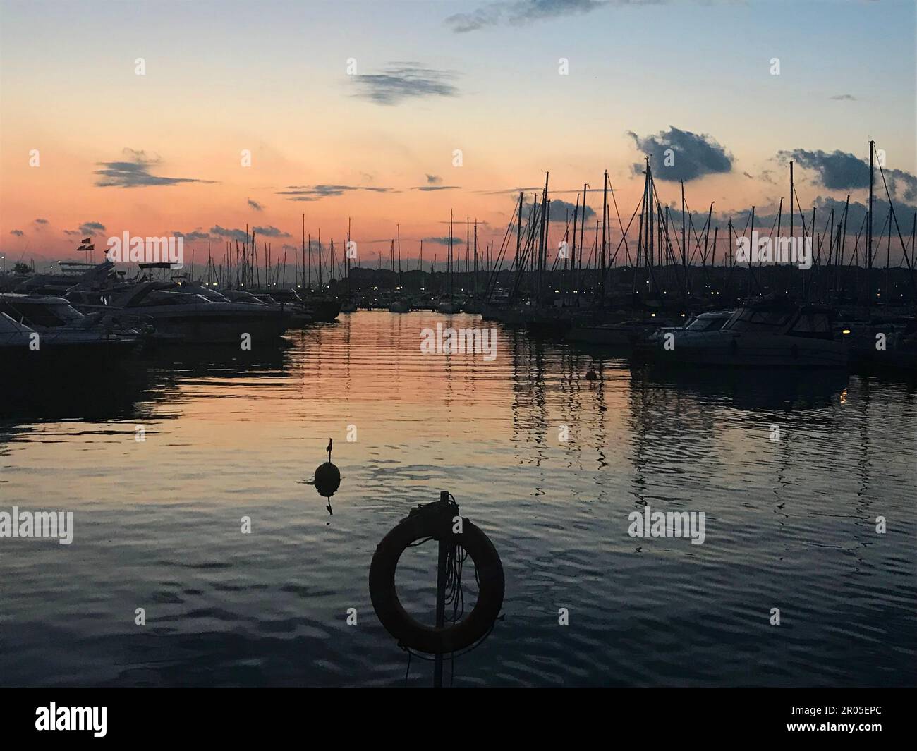 Sunset at Fenerbahce Marina in Istanbul, Turkey. Stock Photo