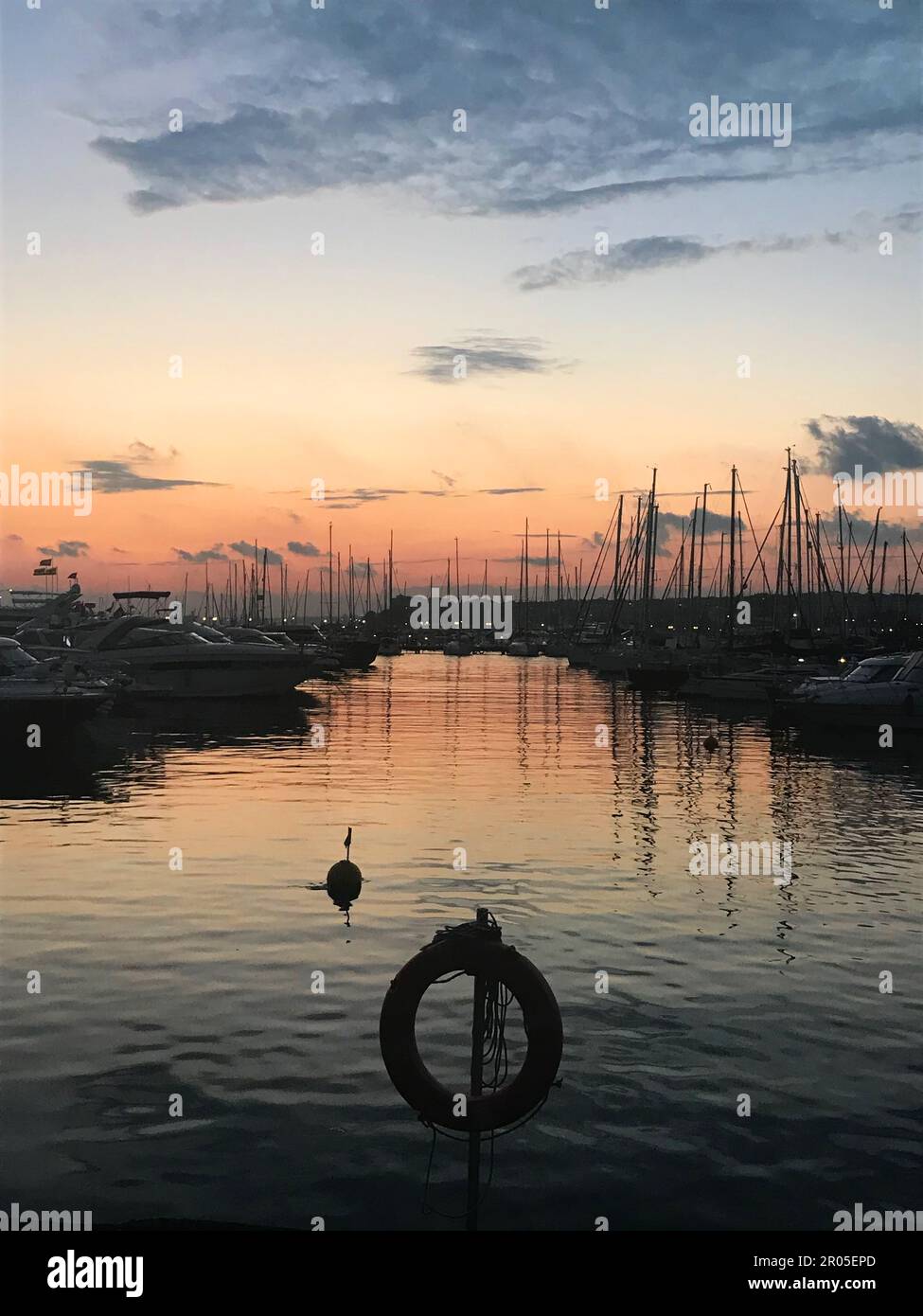 Sunset at Fenerbahce Marina in Istanbul, Turkey. Stock Photo