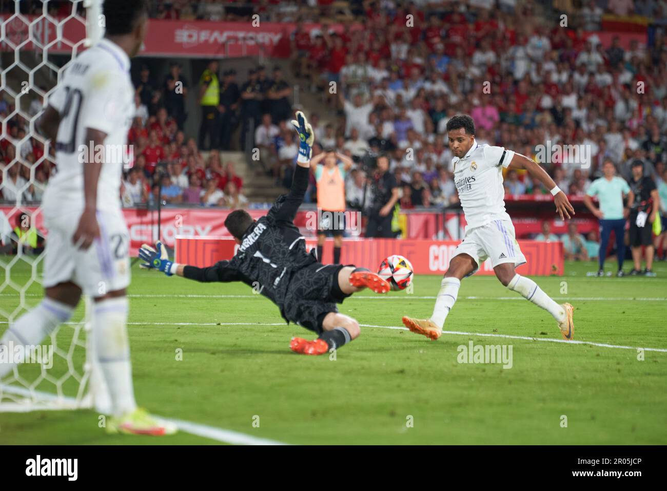 Sevilla, Spain. 06th May, 2023. Sergio Herrera Piron of CA Osasuna (L) and Eder Gabriel Militao of Real Madrid CF (R) in action during the Copa del Rey final between Real Madrid CF and CA Osasuna at La Cartuja Olympic Stadium. (Final scores; Real Madrid CF 2:1 CA Osasuna). Credit: SOPA Images Limited/Alamy Live News Stock Photo