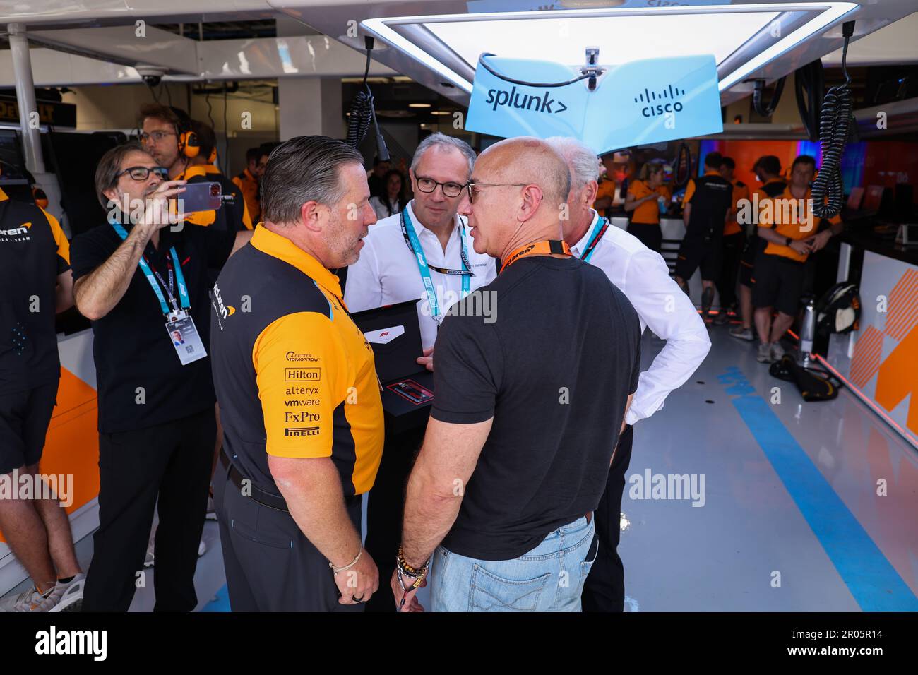BROWN Zak (usa), CEO of of McLaren Racing, portrait DOMENICALI Stefano  (ita), Chairman and CEO Formula One Group FOG, Jeffrey Preston Bezos known  as Jeff Bezos, MAFFEI Gregory, President & Chief Executive
