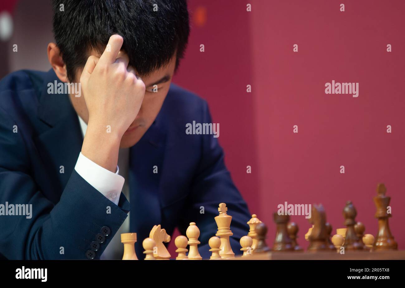 Bucharest, Romania. 6th May, 2023: Ian Nepomniachtchi, Russian chess  grandmaster, during the game against Romanian chess grandmaster Richard  Rapport (not in picture) in the first round of Superbet Chess Classic  Romania 2023, the first stage of the