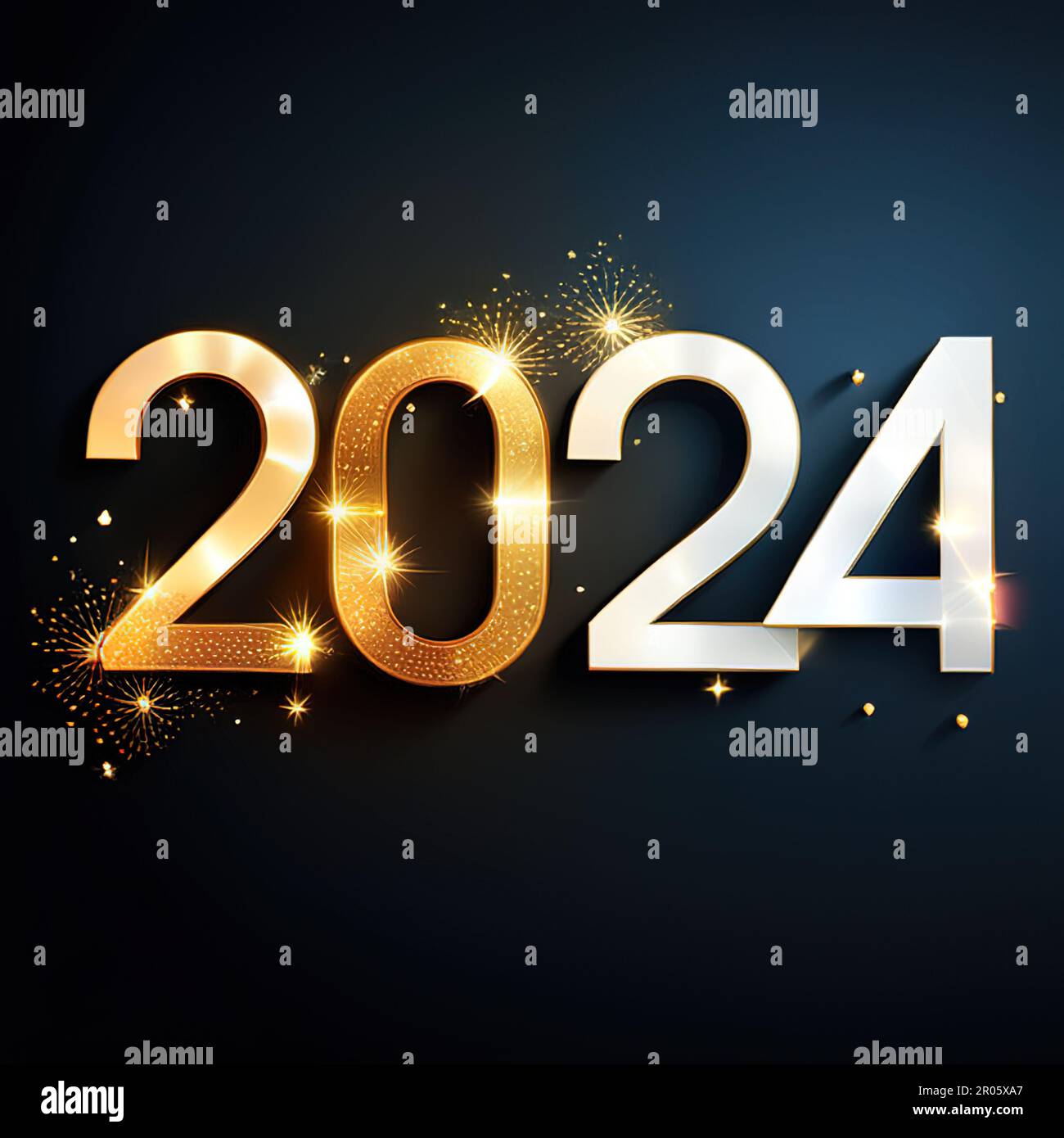 Happy New Year Celebration 2024 Sparkles Banner bright sparkling card
