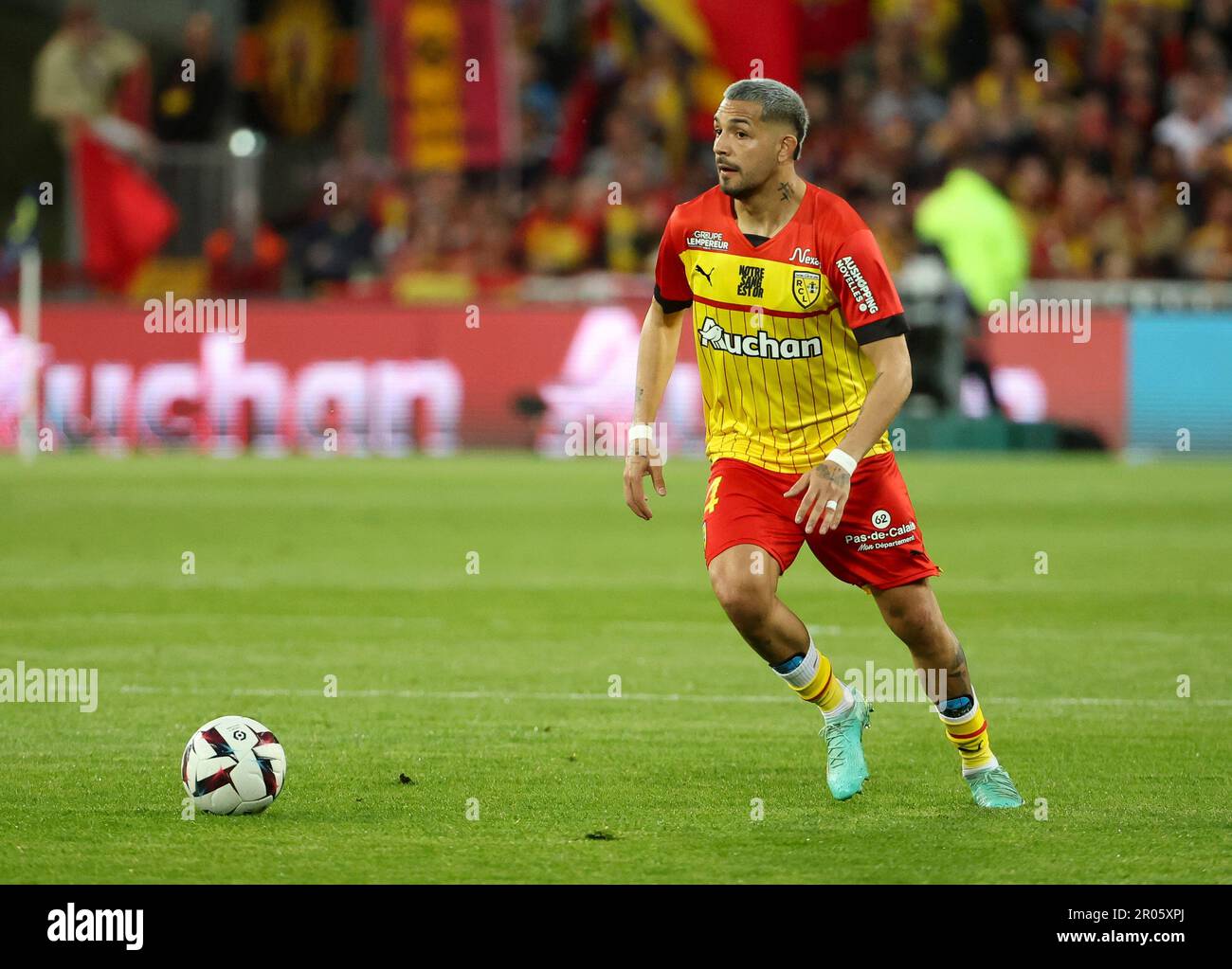 Lens, France. 06th May, 2023. Facundo Medina of Lens during the French  championship Ligue 1 football match between RC Lens (RCL) and Olympique de  Marseille (OM) on May 6, 2023 at Stade