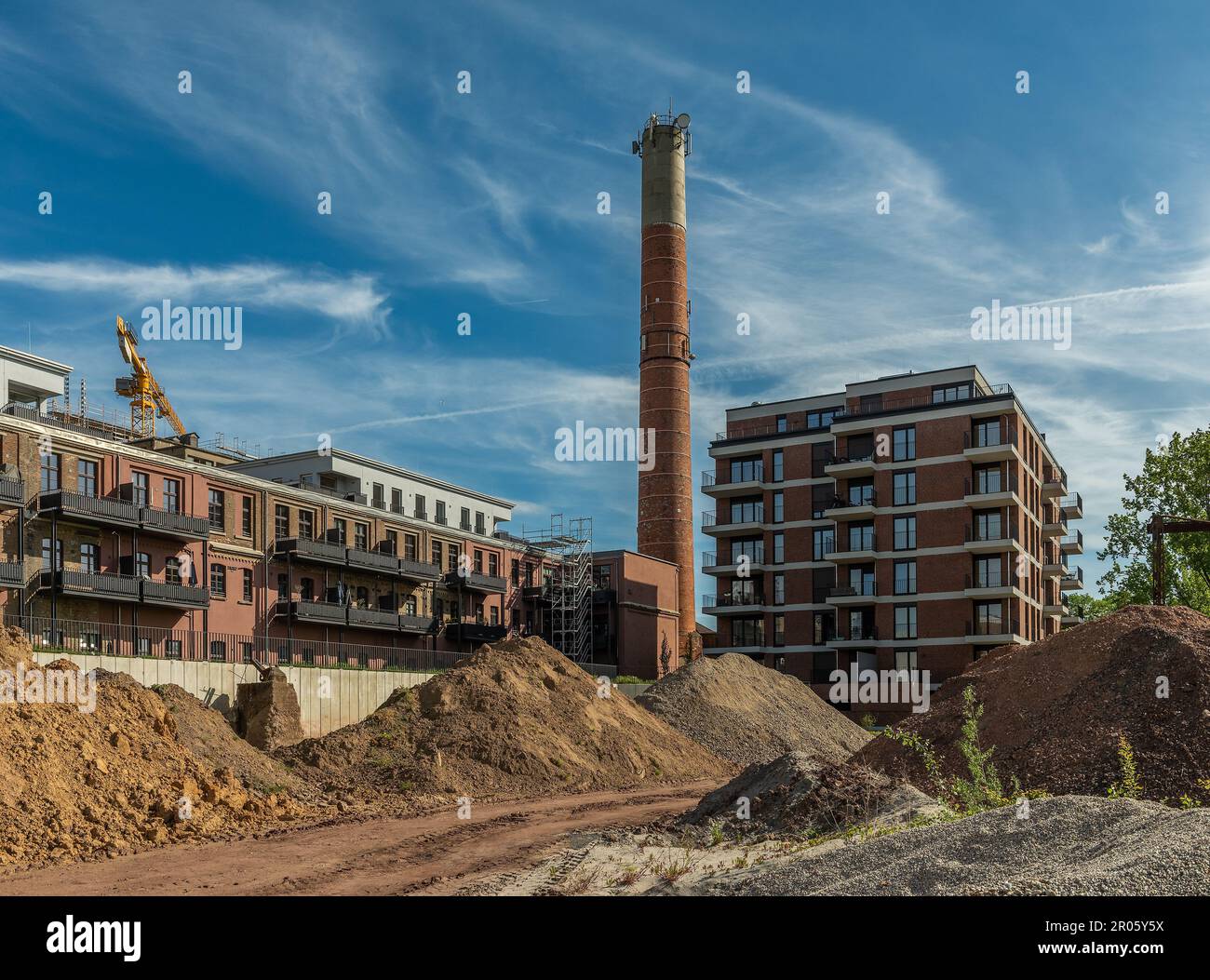 Conversion of an old paper mill into new modern lofts and apartments, Hattersheim, Germany Stock Photo