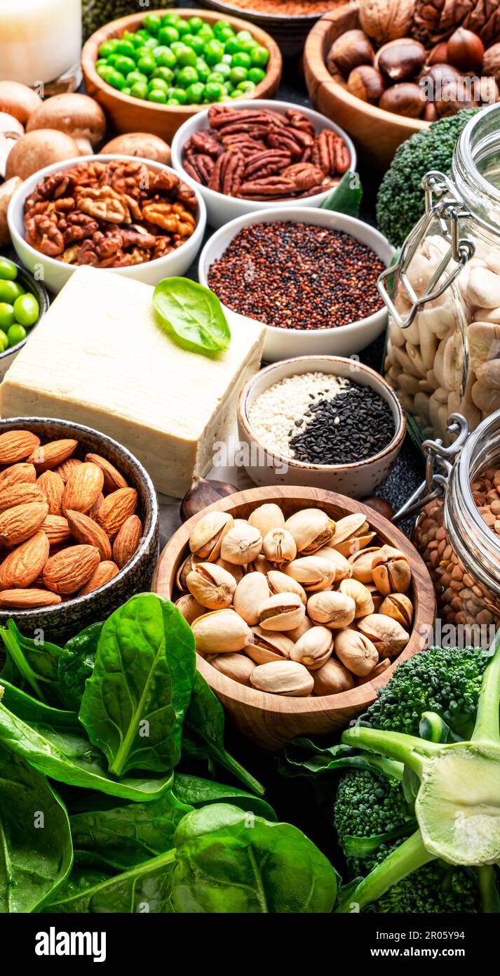 Vegetable Sources Vegan protein. Plant based vegetarian food sources. Healthy eating ...