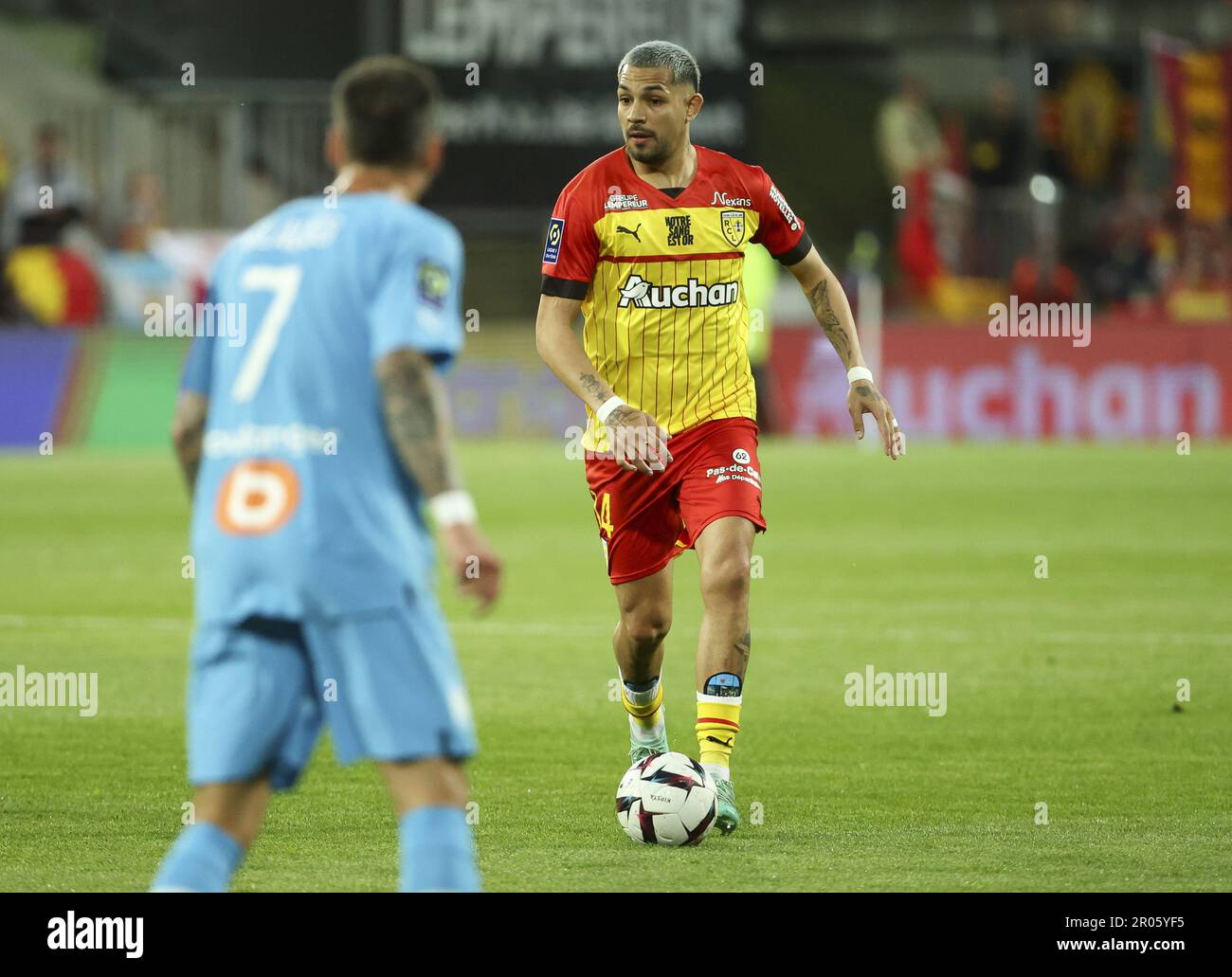 Facundo Medina of Lens during the French championship Ligue 1 football  match between RC Lens (RCL) and Olympique de Marseille (OM) on May 6, 2023  at Stade Bollaert-Delelis in Lens, France -