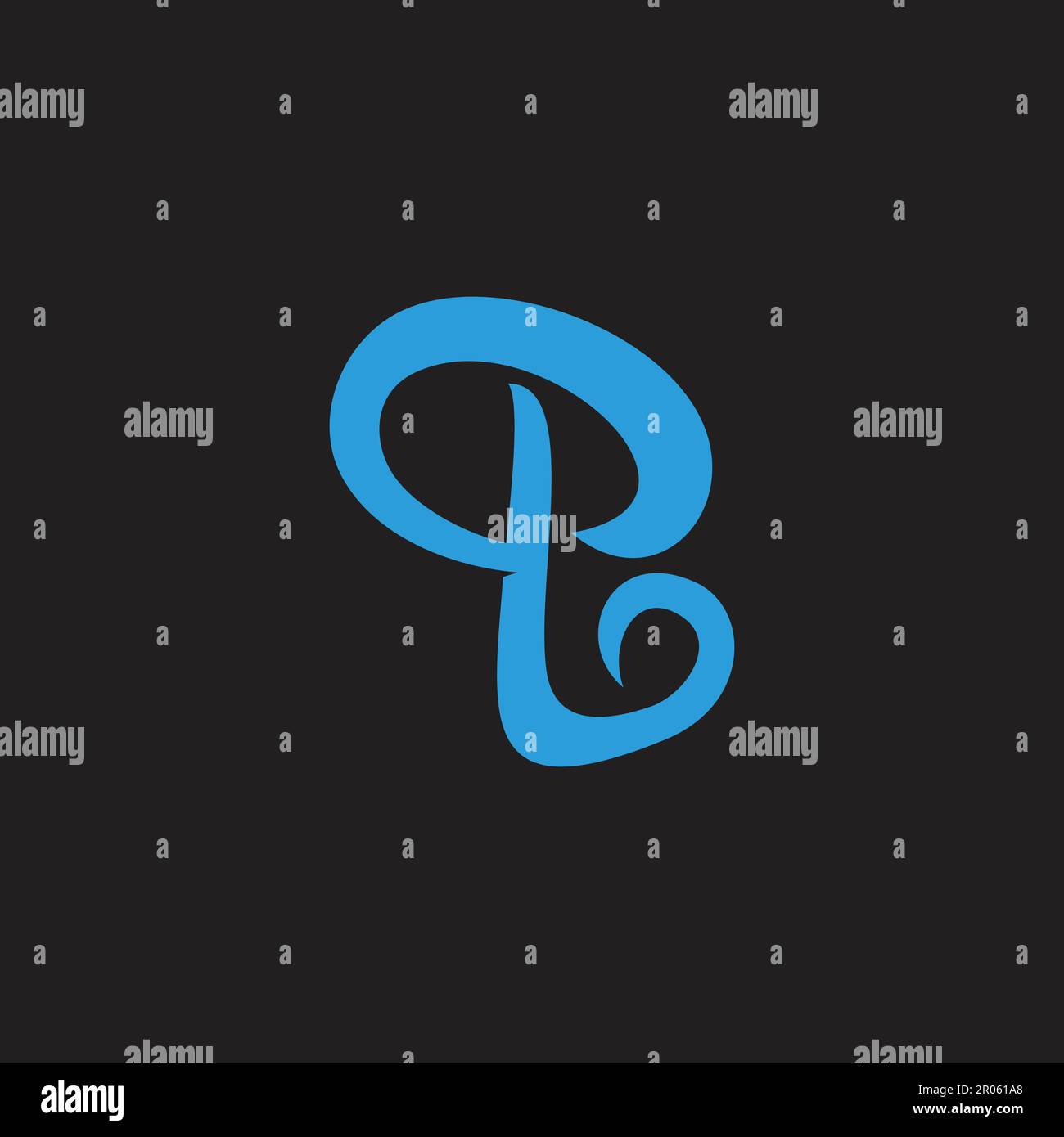 letter q curves blue waves logo vector Stock Vector
