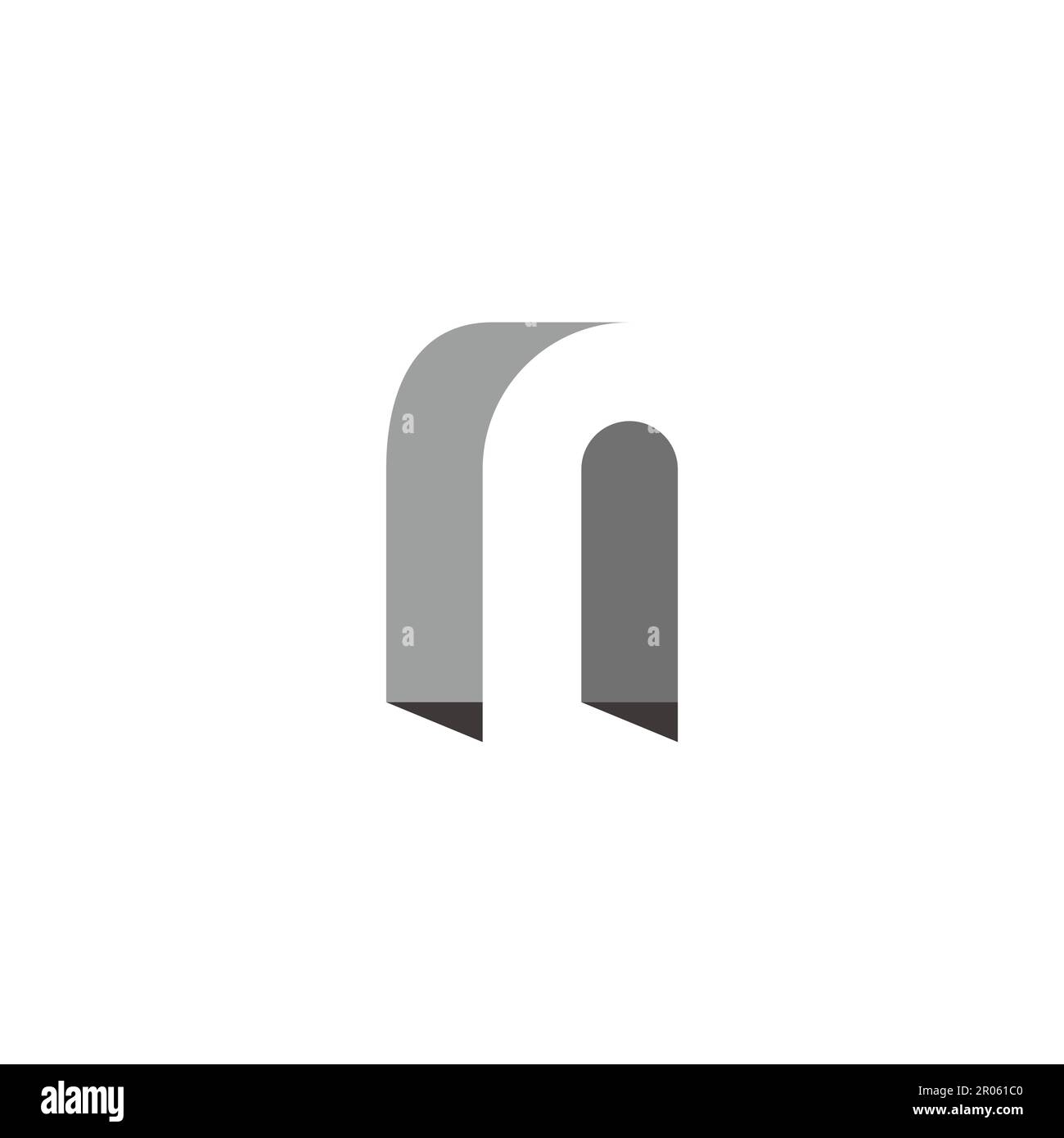 letter n 3d shadow flat simple logo vector Stock Vector