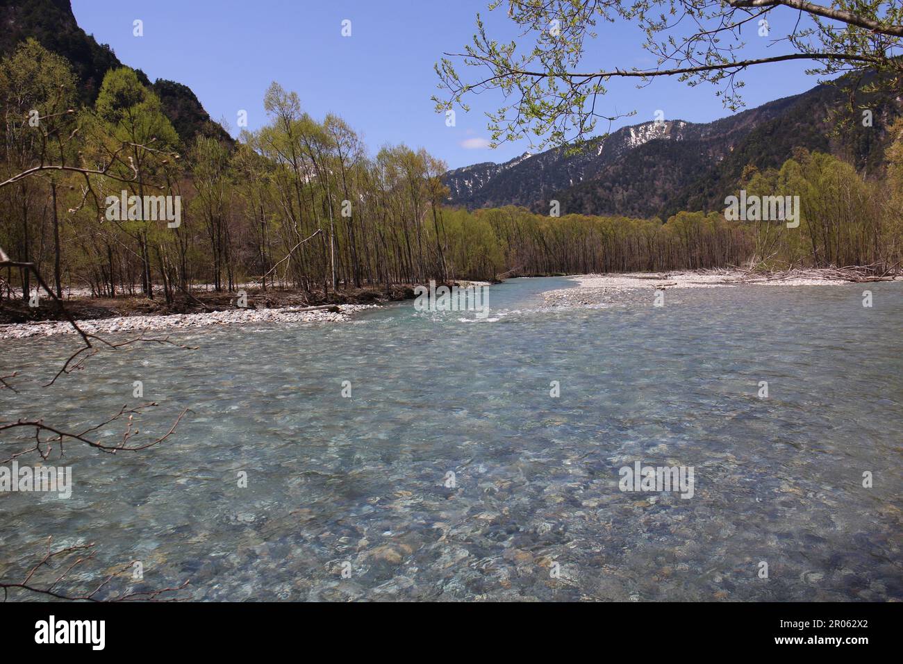 The clear Azusa River in Kamikochi, Japan Stock Photo - Alamy