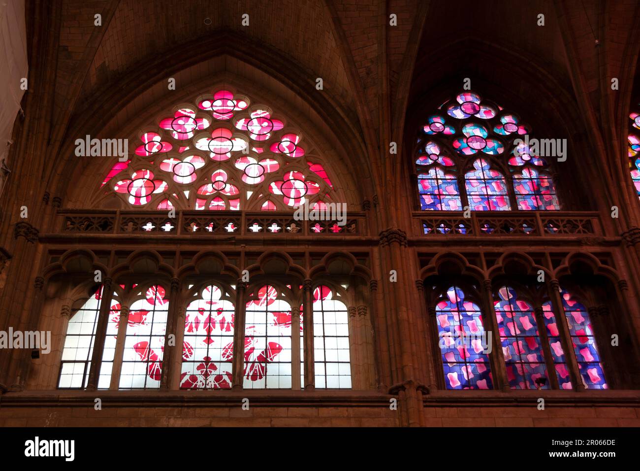 Nevers. Cathedral Saint Cyr and Sainte-Julitte. Modern stained glass windows . Nievre department. Bourgogne Franche Comte. France Stock Photo