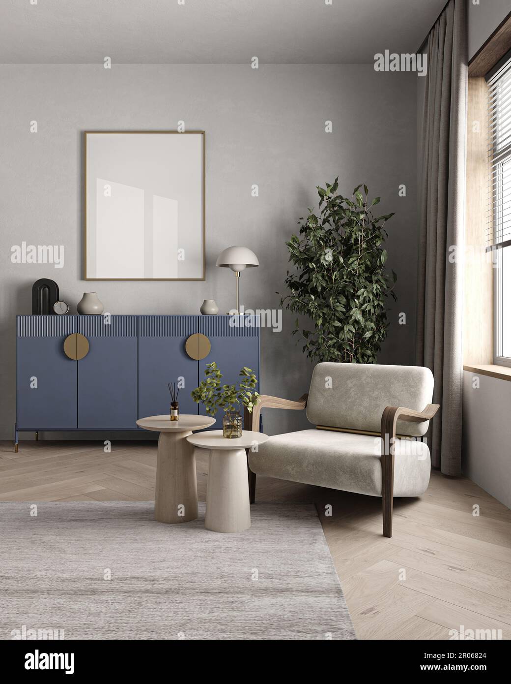 Concept of livingroom australian minimalism interior design with brown ...