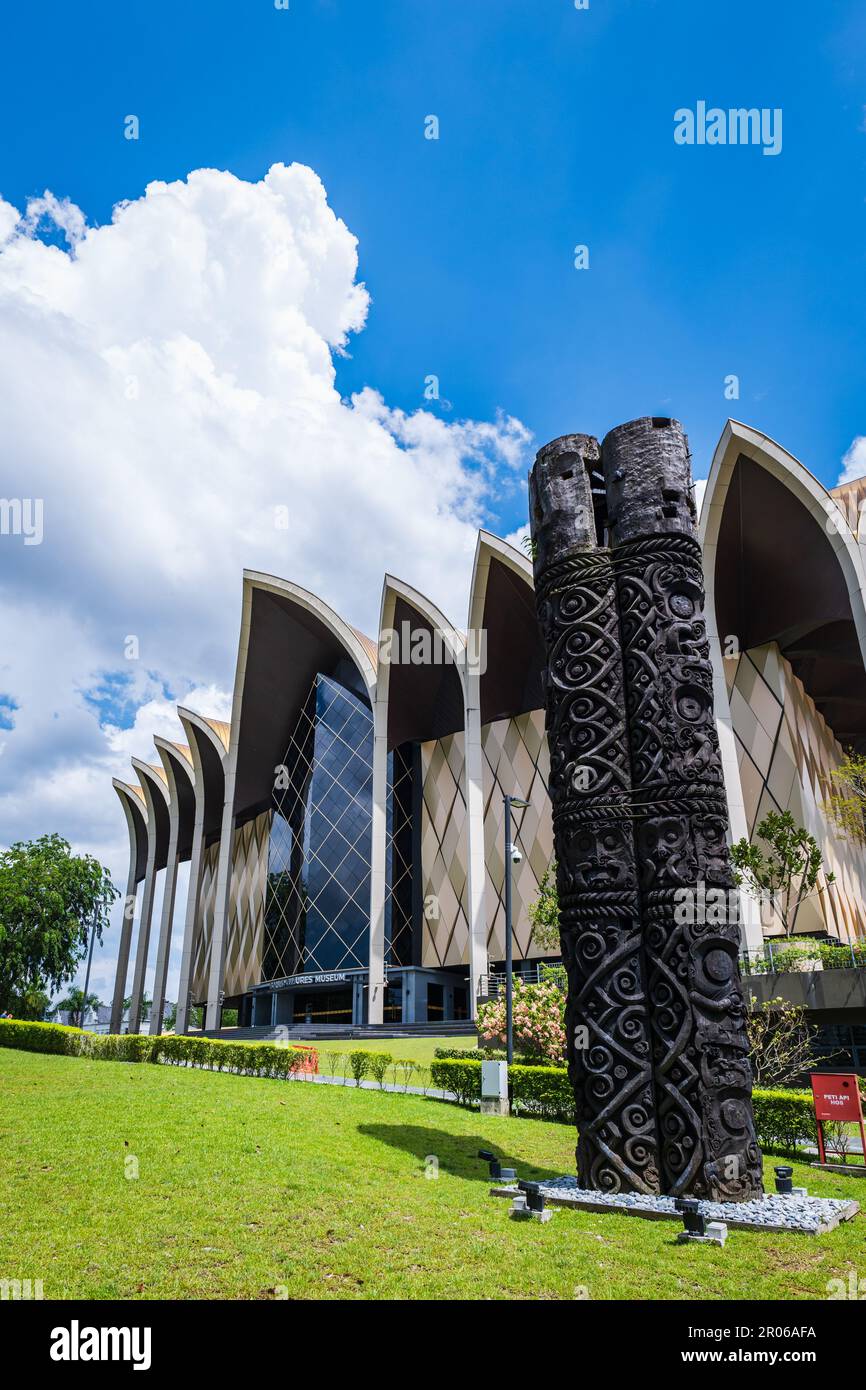 Kuching, Malaysia - May 2023: Borneo Cultures Museum architecture at