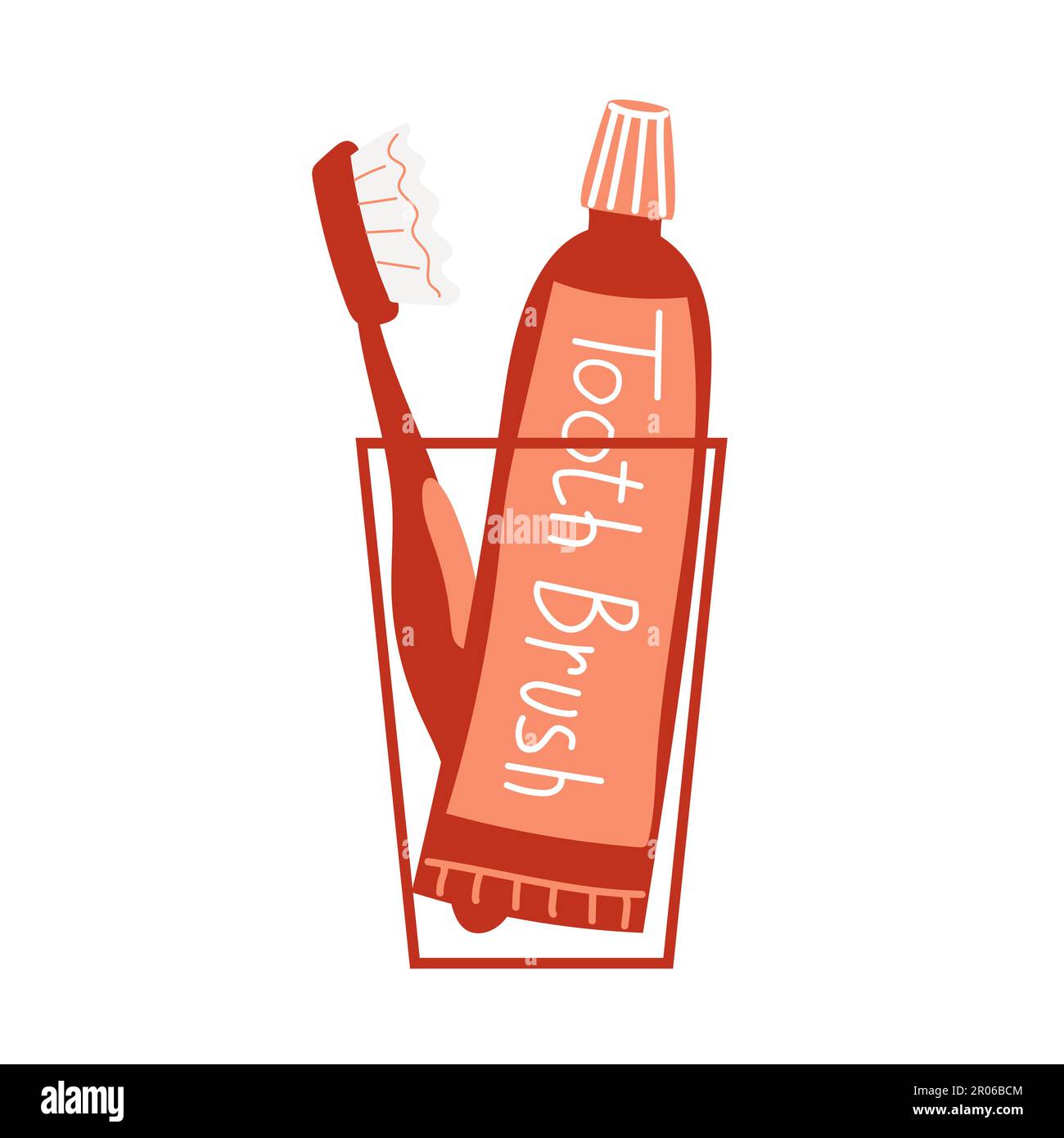 Tooth brush and tooth paste. Vector hand drawn illustration Stock ...