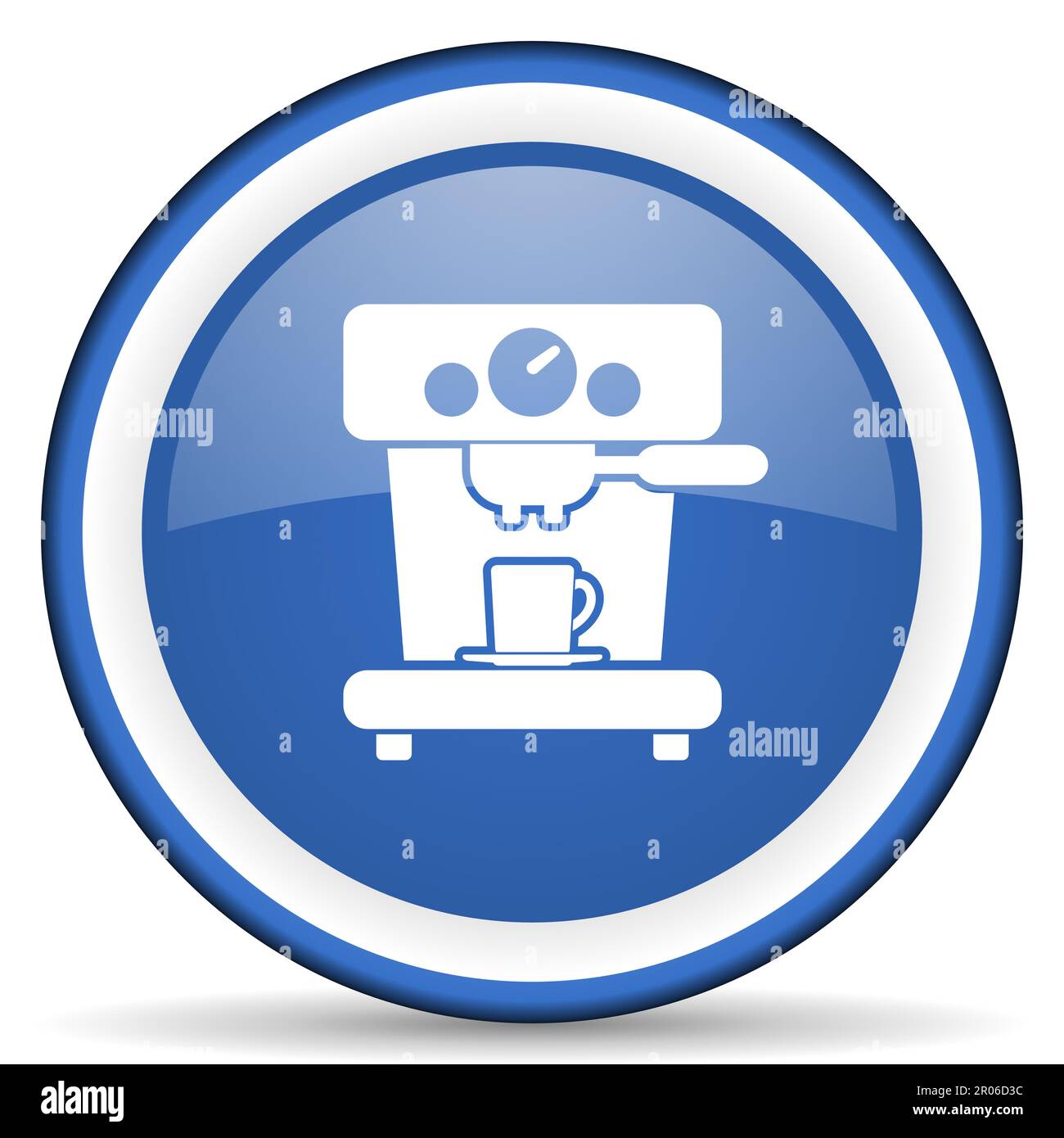 Clock, watch, stopwatch glossy web icon, blue circle button isolated on ...