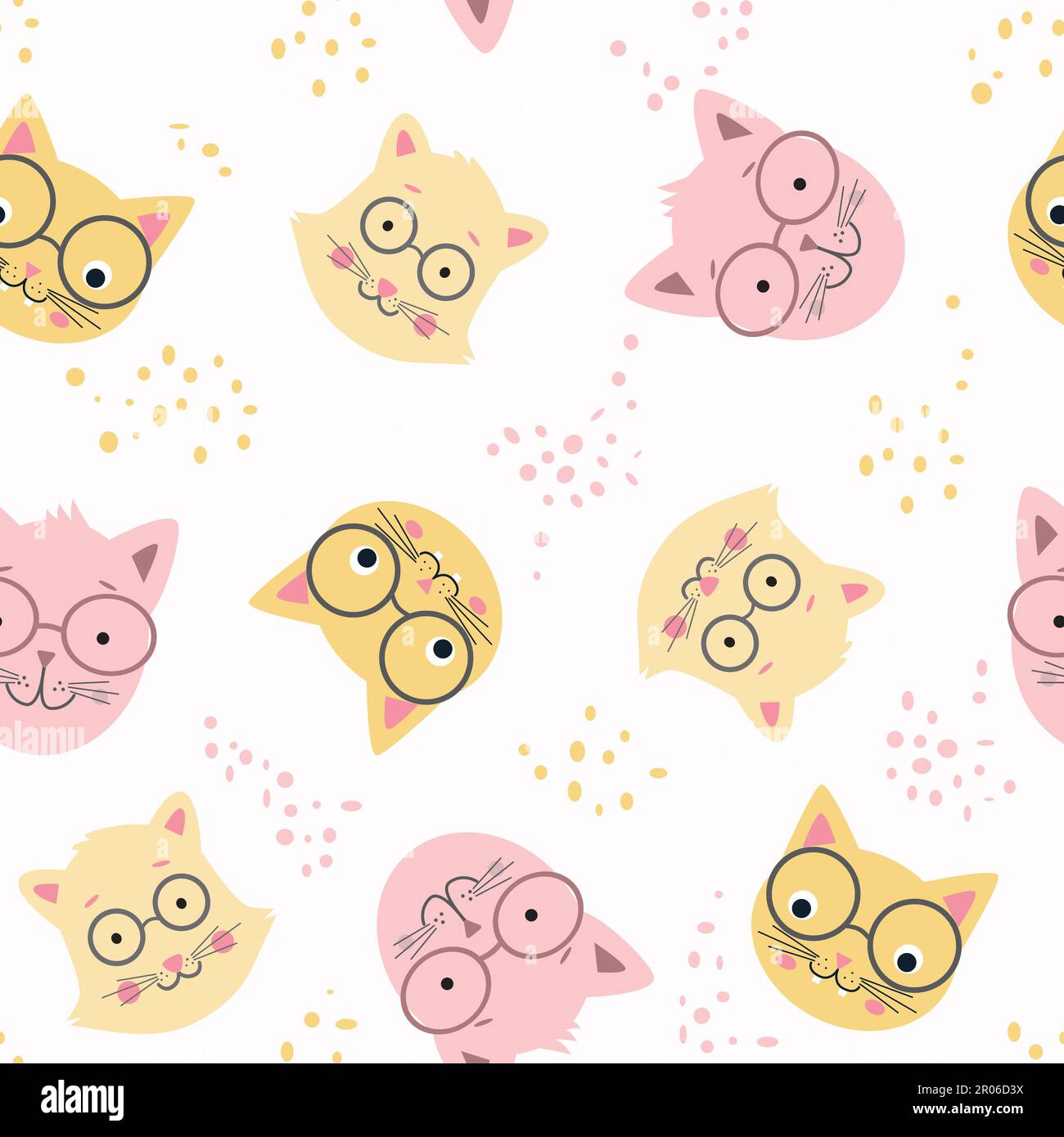 Seamless background with cute cats wearing glasses Stock Vector Image ...