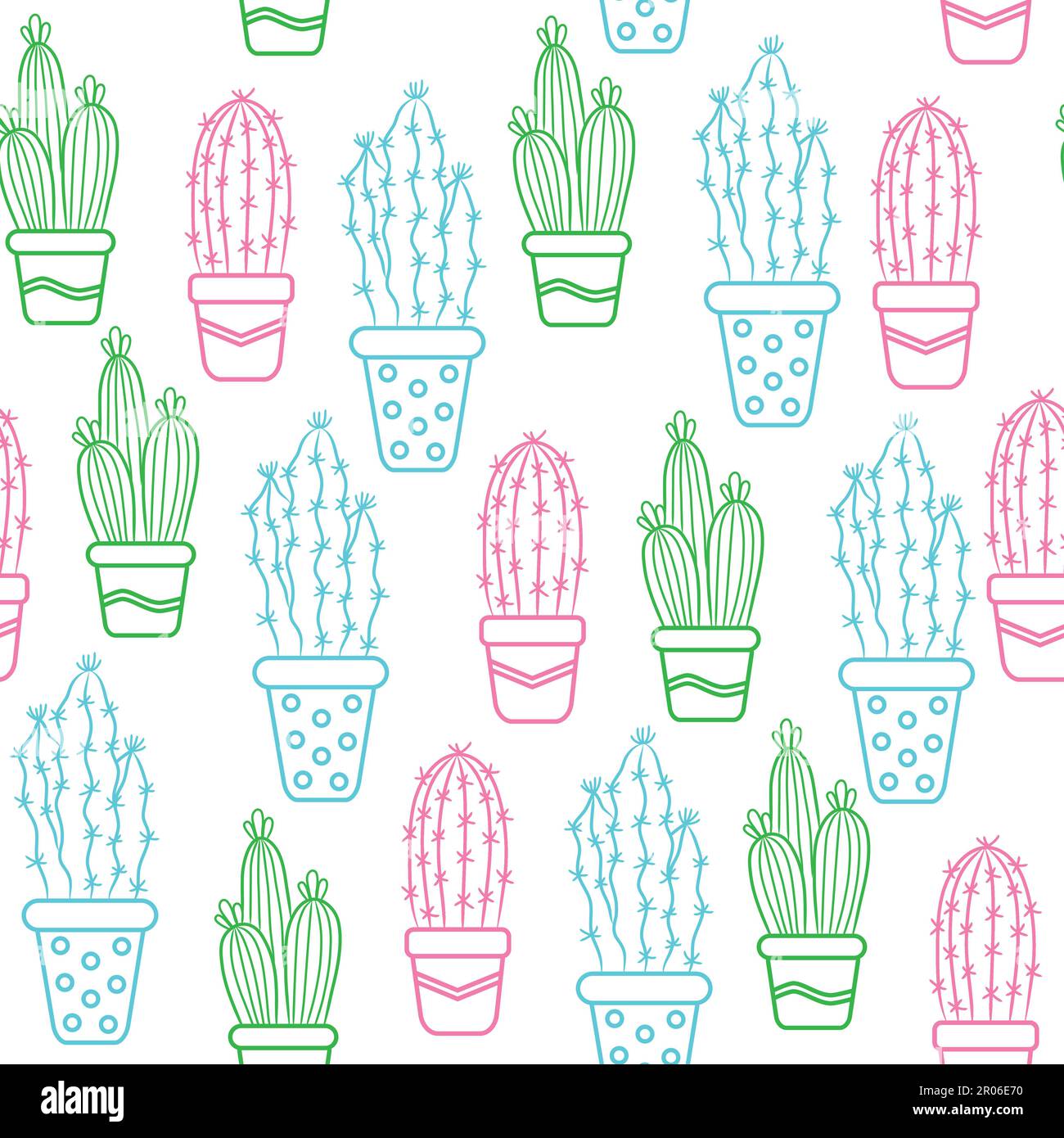 Vector seamless background with multicolored cacti Stock Vector Image ...