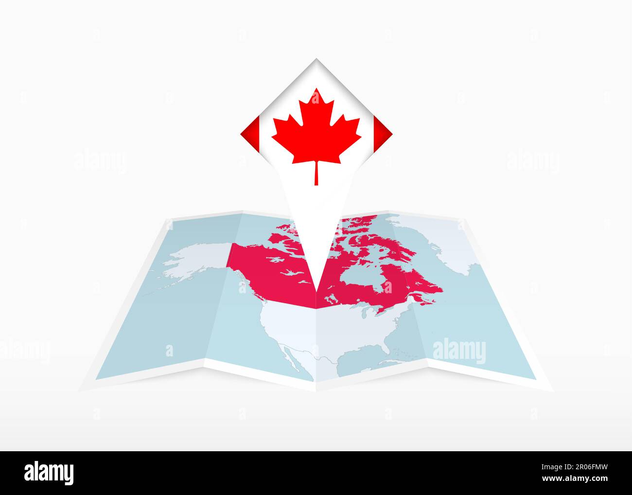 Canada is depicted on a folded paper map and pinned location marker