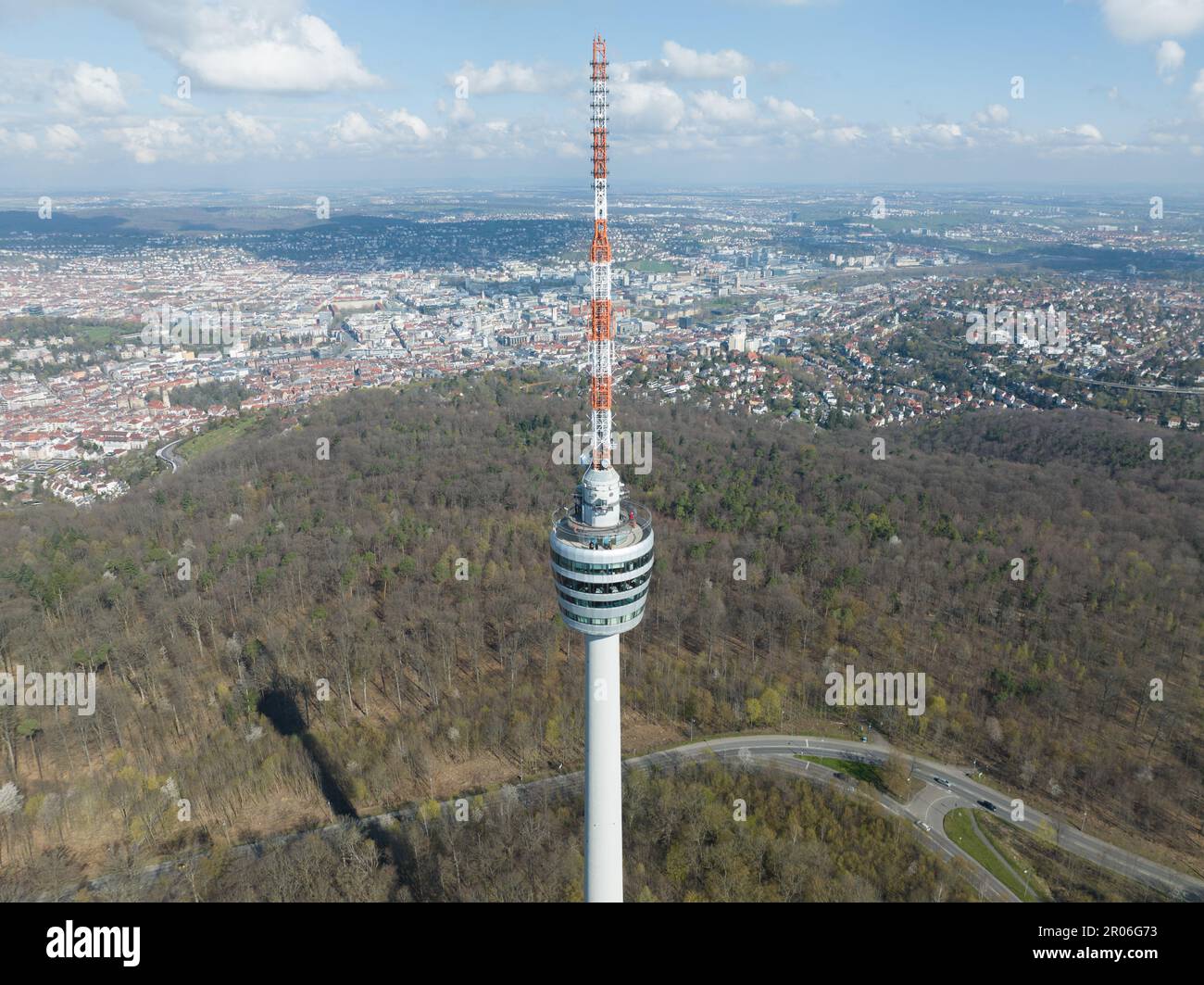 A closer look at the Stuttgart TV tower, revealing its intricate ...