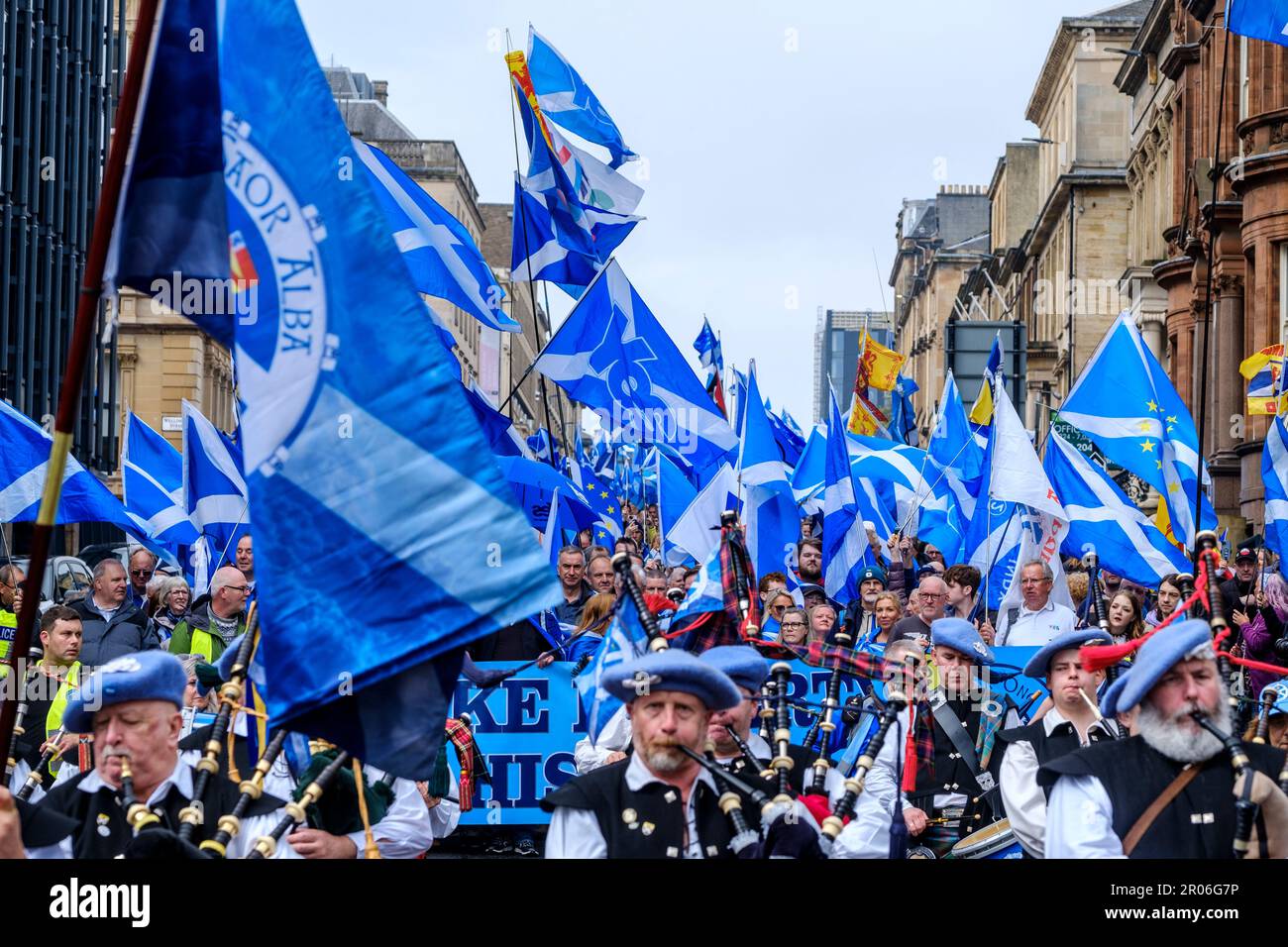 Independence march through the streets of Glasgow on 6th May 2023