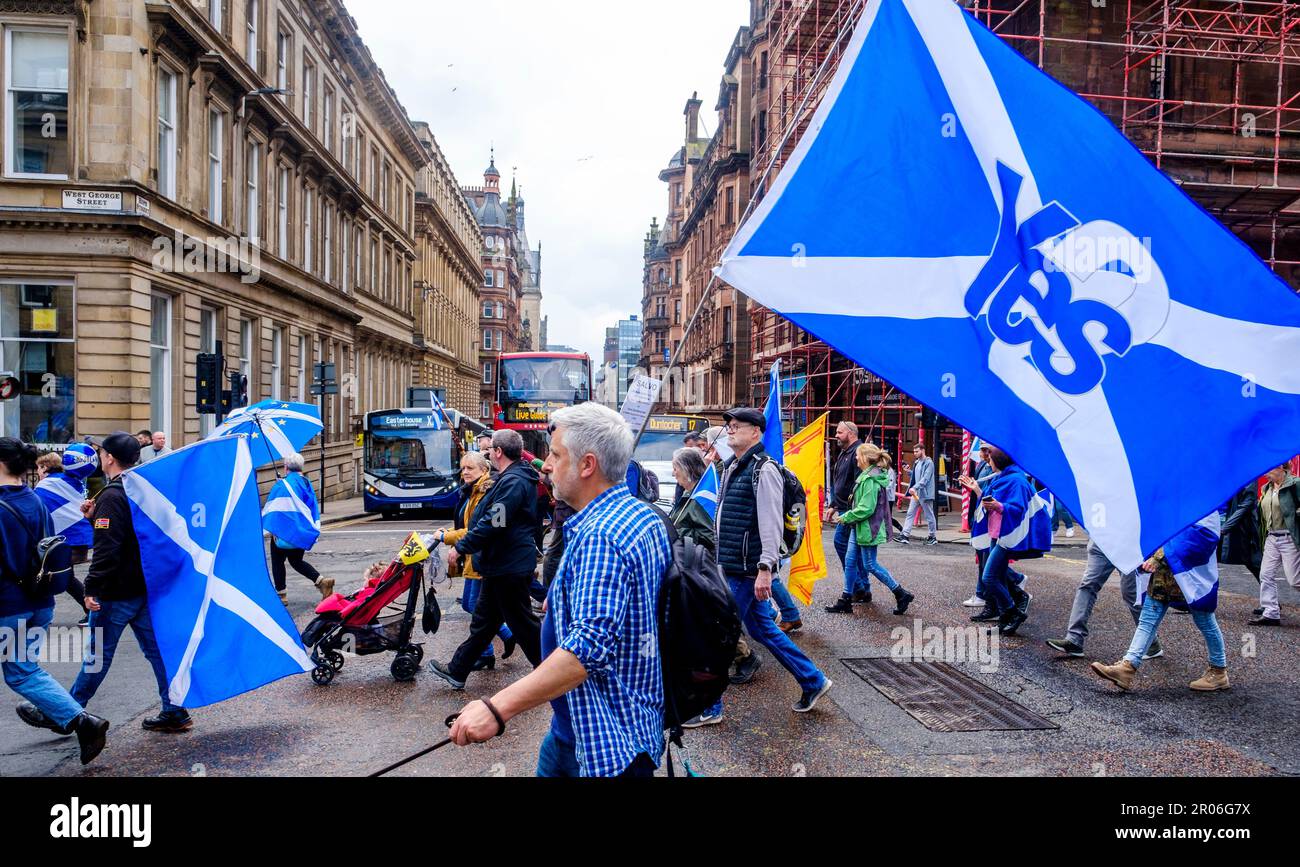 Independence march through the streets of Glasgow on 6th May 2023