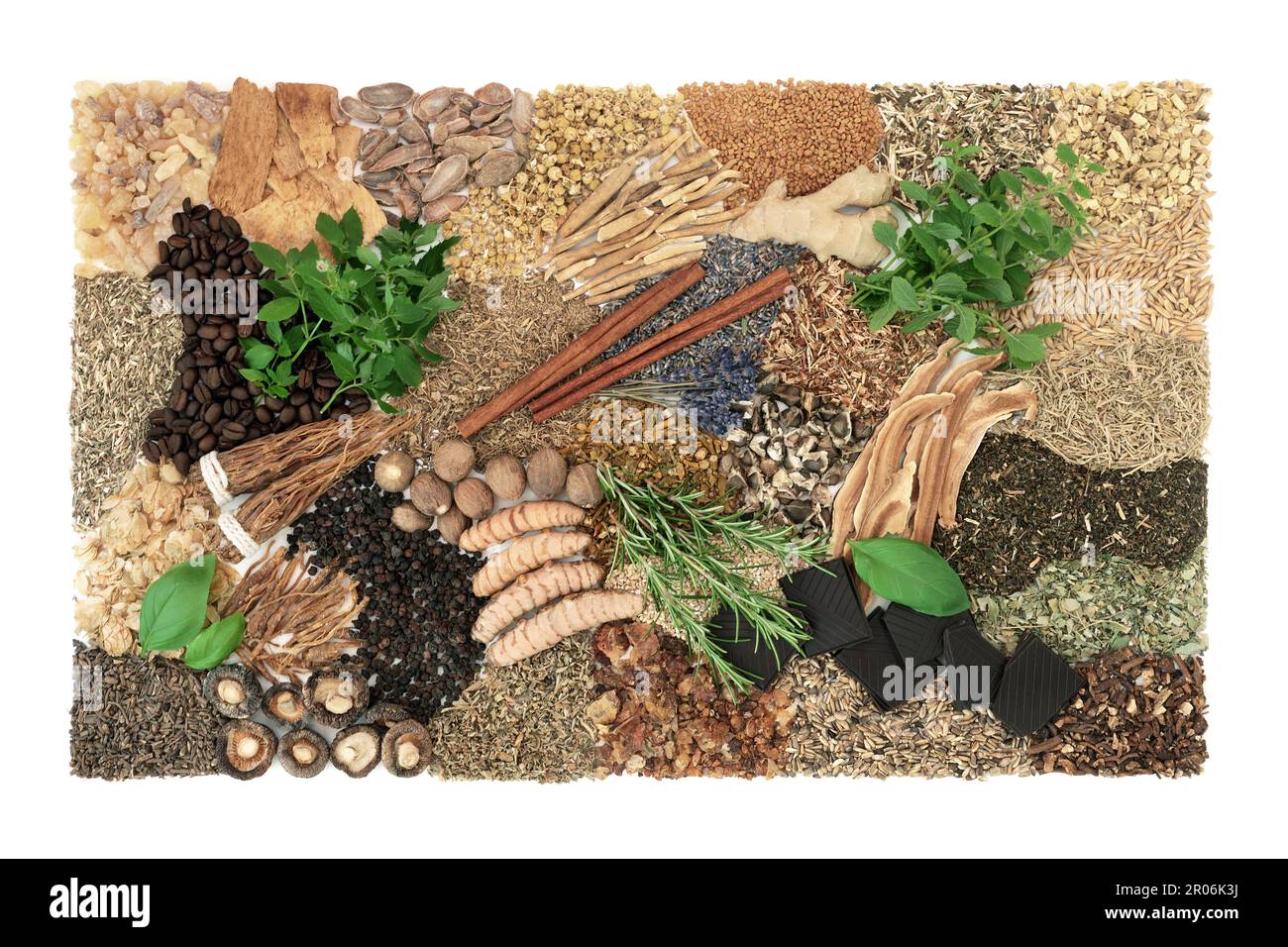 Nervine natural food collection for calming anxiety and stress or to stimulate and balance the