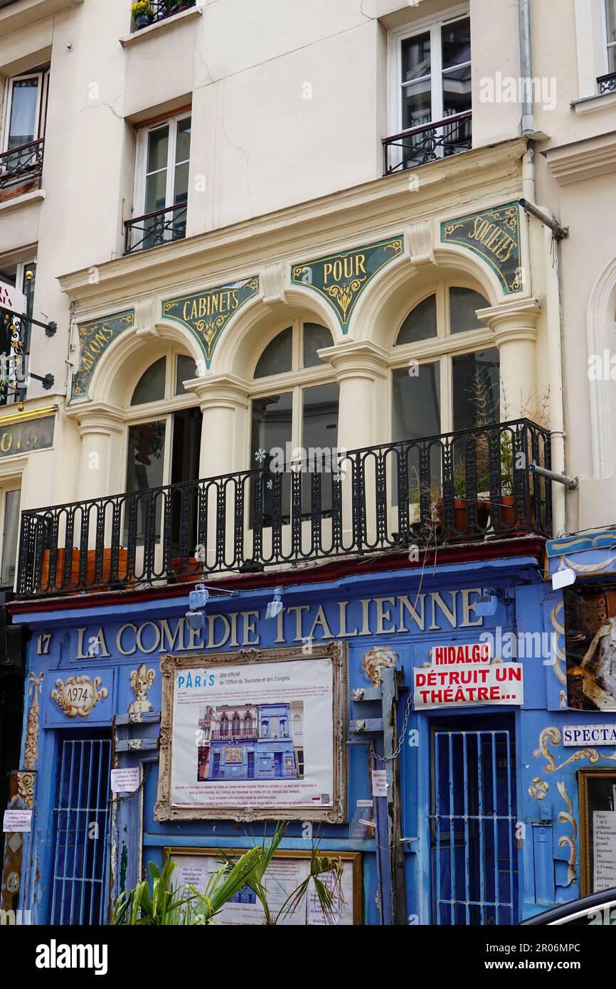 La Comedie Italienne front facade of the theater, Paris, France. Stock Photo