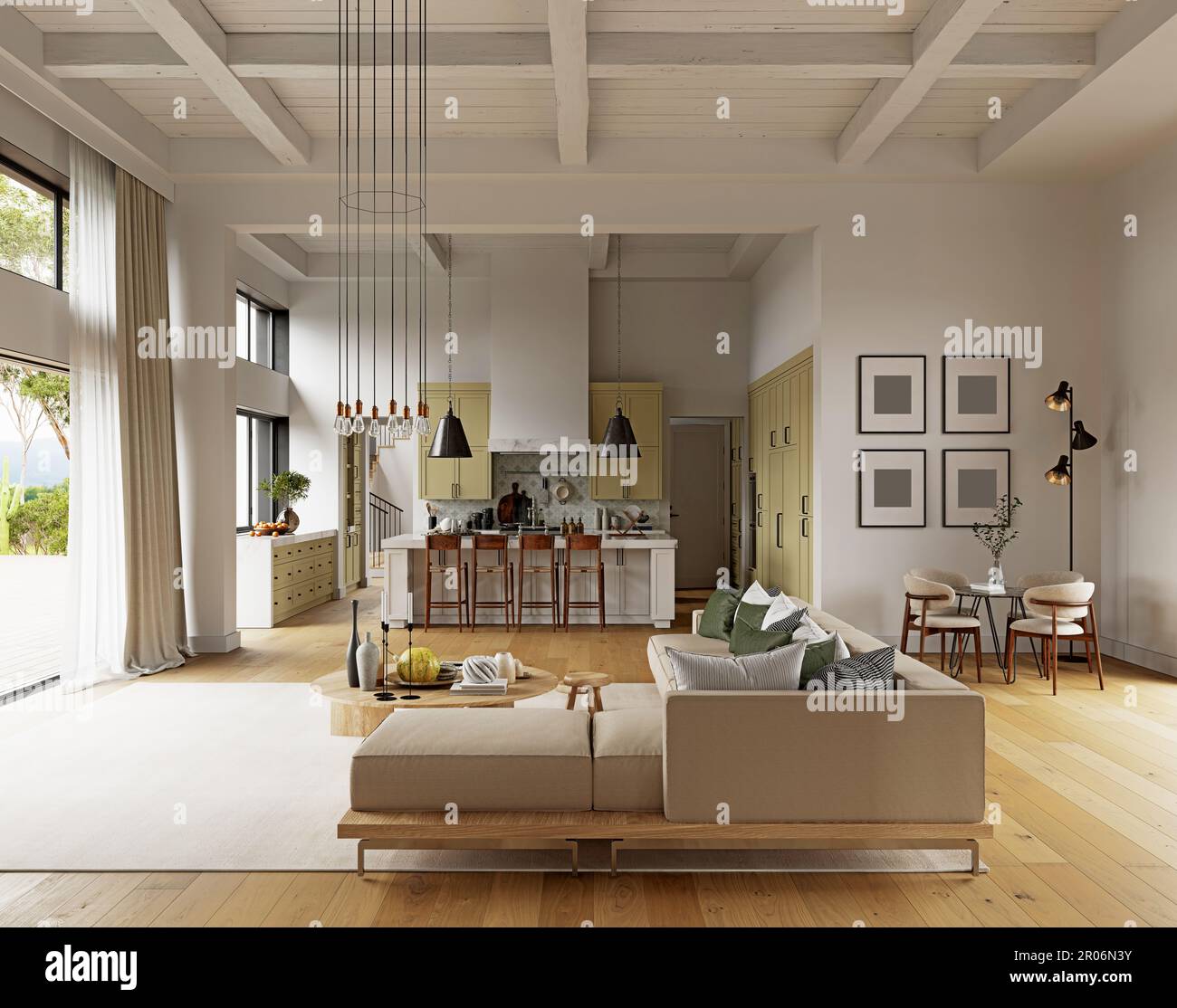 3D illustration of a modern house interior. rendering design Stock ...