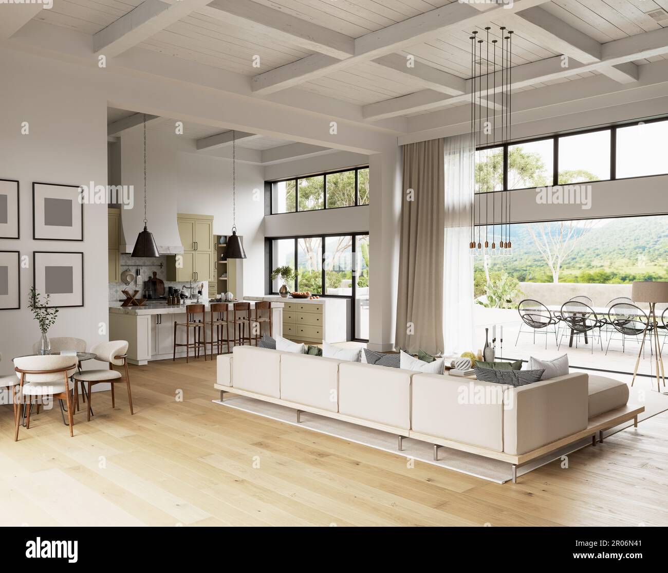 3D illustration of a modern house interior. rendering design Stock ...