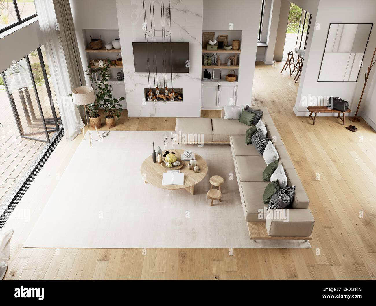 3D illustration of a modern house interior. rendering design Stock ...