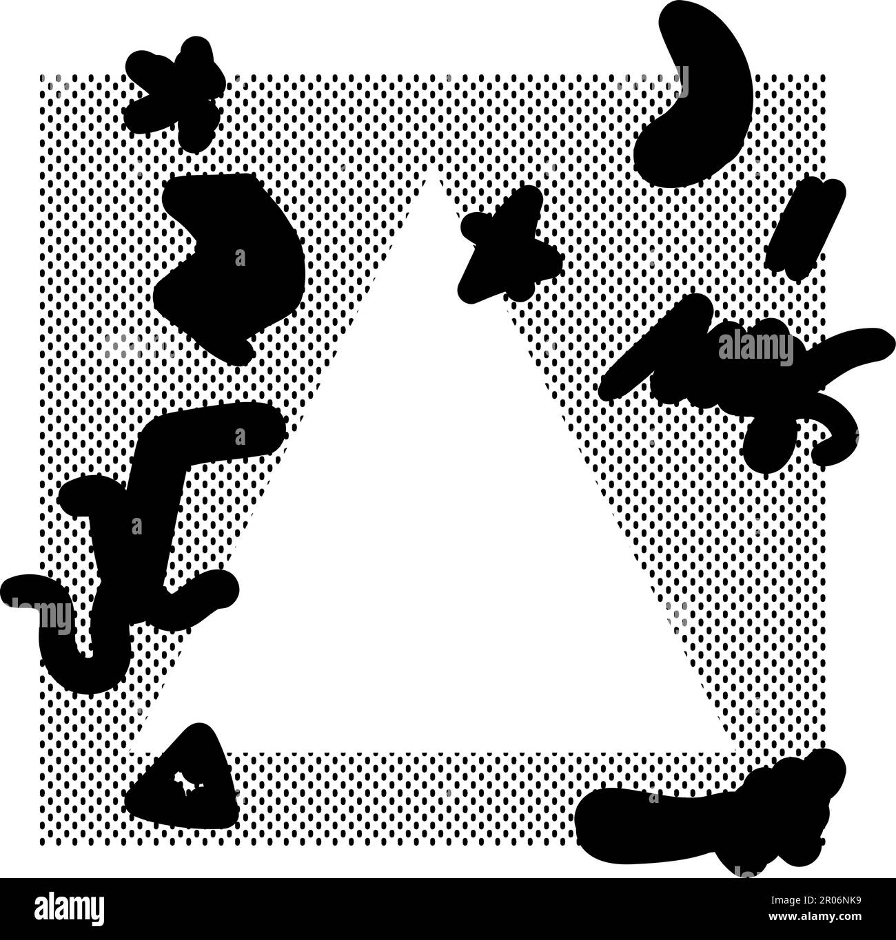 Black square, triangular, polygonal frame elements kit with doodle lines. Editable vector template for card, invitation, social media post, poster, mo Stock Vector