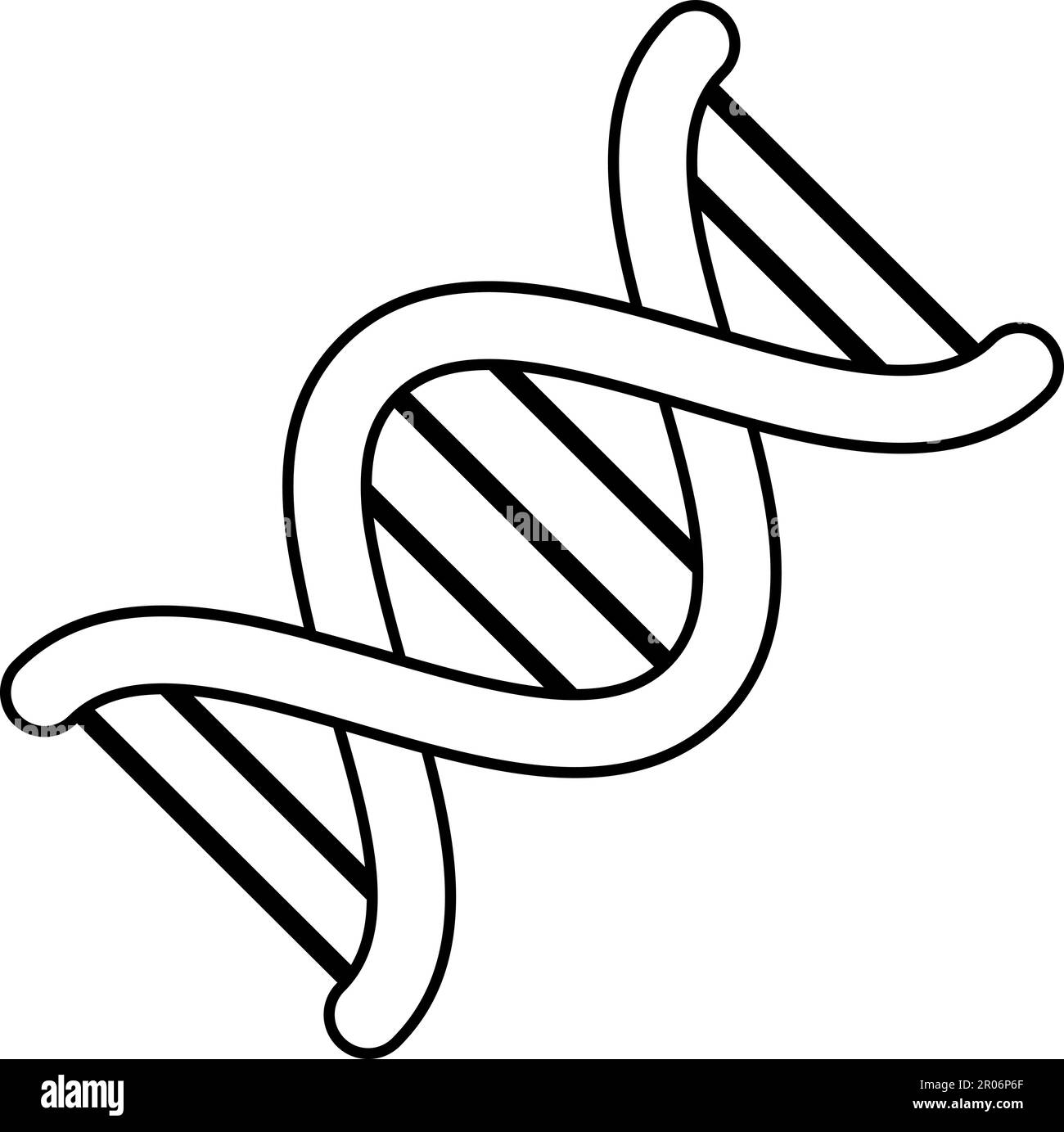 Simple DNA molecule connected chemical bond. Study of structure of cells and proteins in biological laboratory. Simple black liner vector icon isolate Stock Vector
