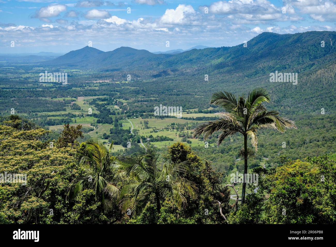 View down the Pioneer Valley from Goodes Lookout, Eungella, Queensland, Australia Stock Photo