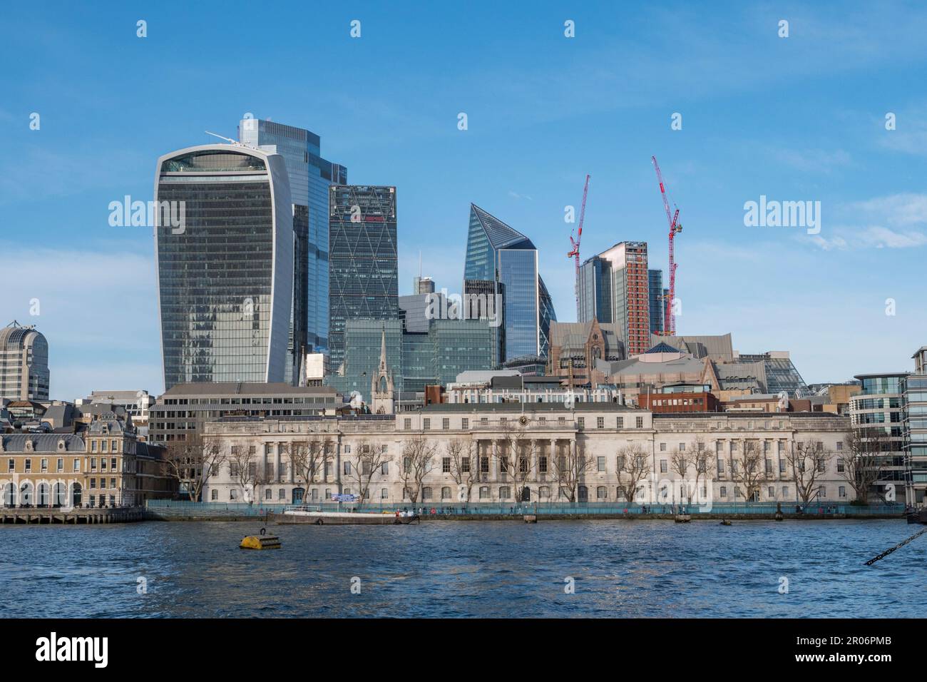Custom House, on the north bank of the River Thames, with the Walkie-Talkie building (Fenchurch Building) in central London, UK. Stock Photo