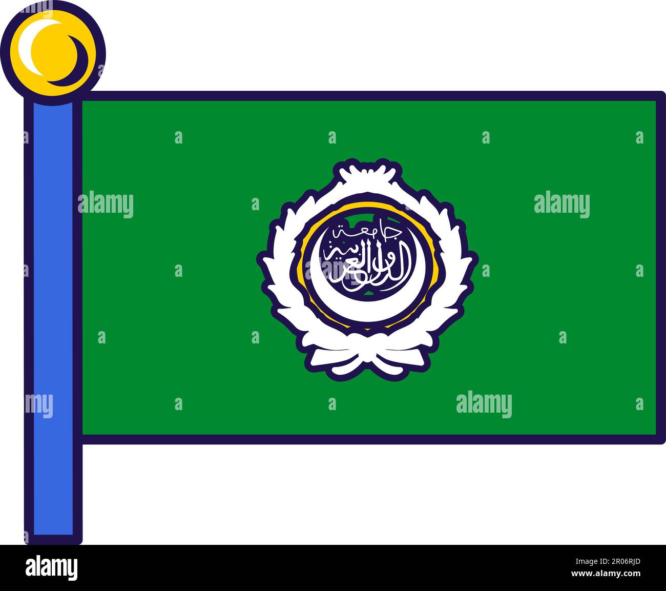 Flag of international Arab League organization on staff. Flag on