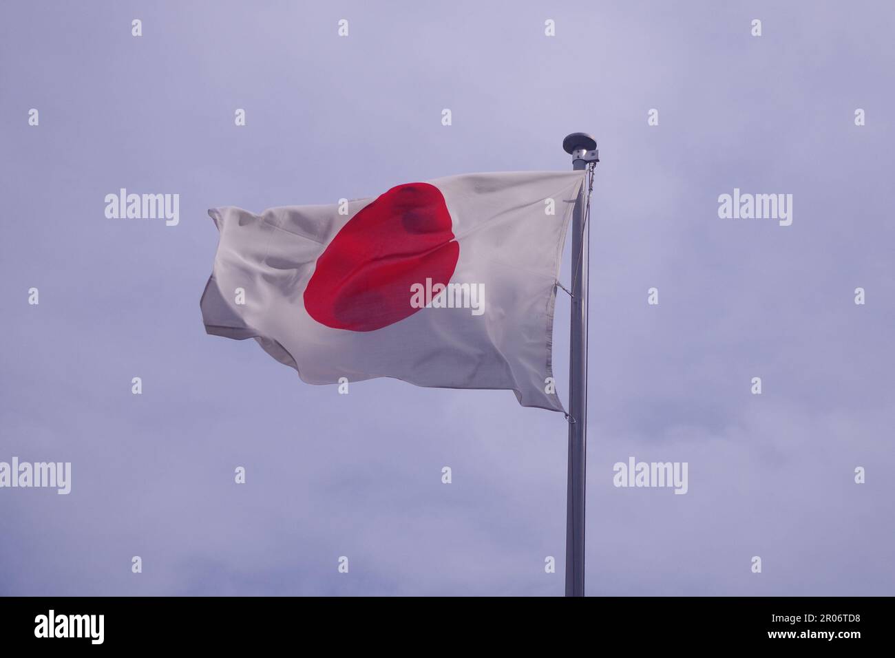Flag of Japan blowing in the Wind Stock Photo Alamy