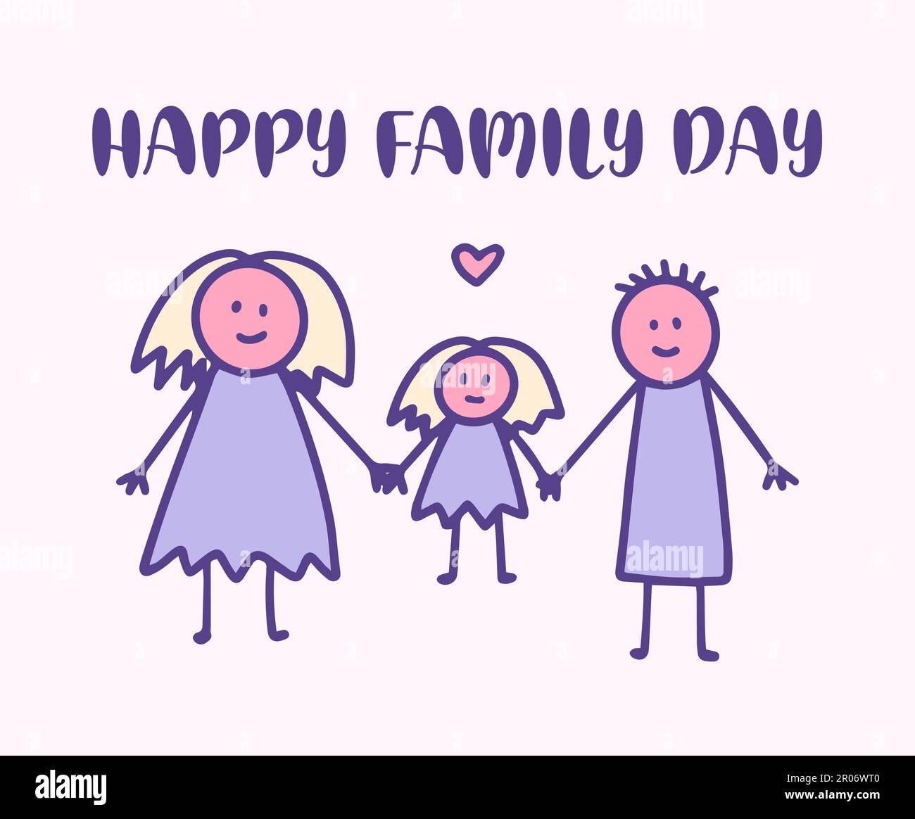 Happy Family day greeting card, Child Holding Mothers hand kids doodle ...
