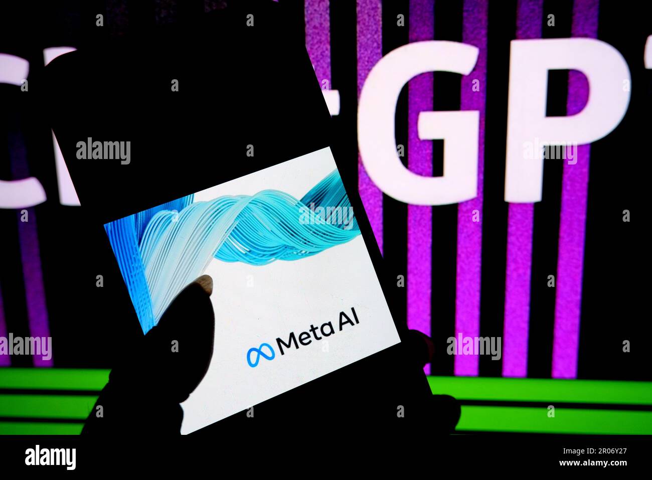 In this photo illustration, a META AI logo is seen displayed on a ...