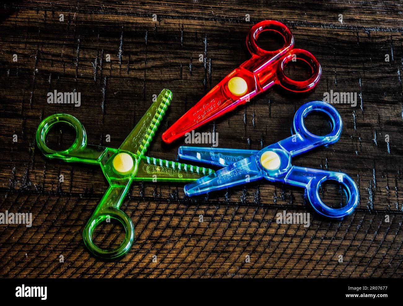 Plastic kids safety scissors isolated hi-res stock photography and