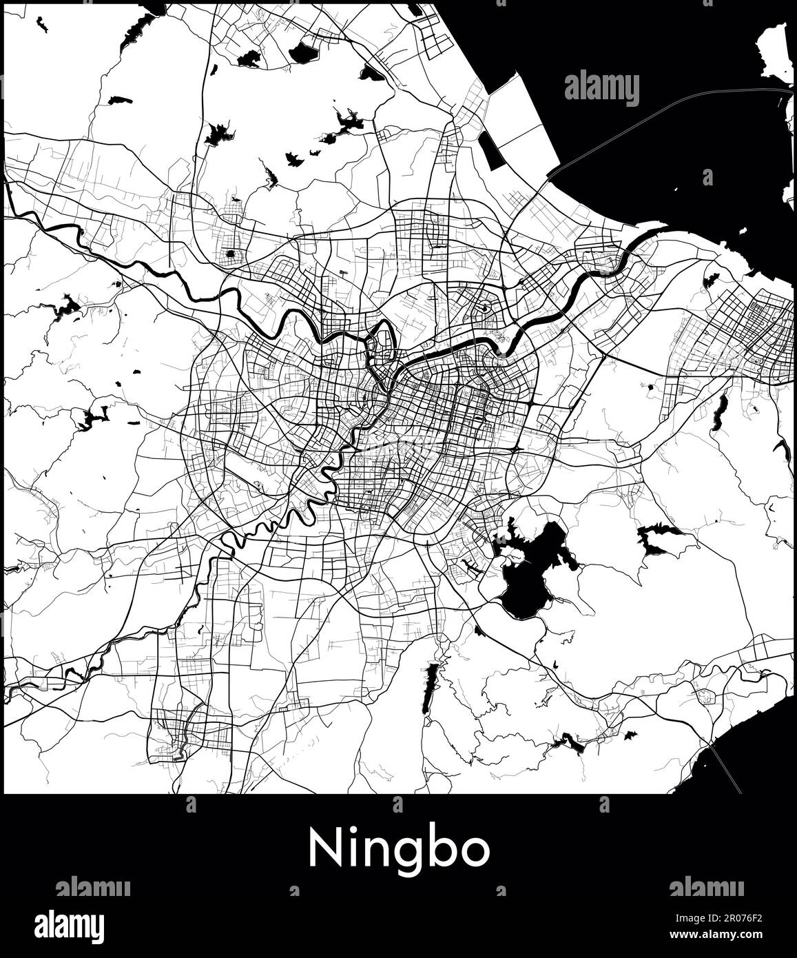 City map asia china ningbo vector illustration stock vector image art