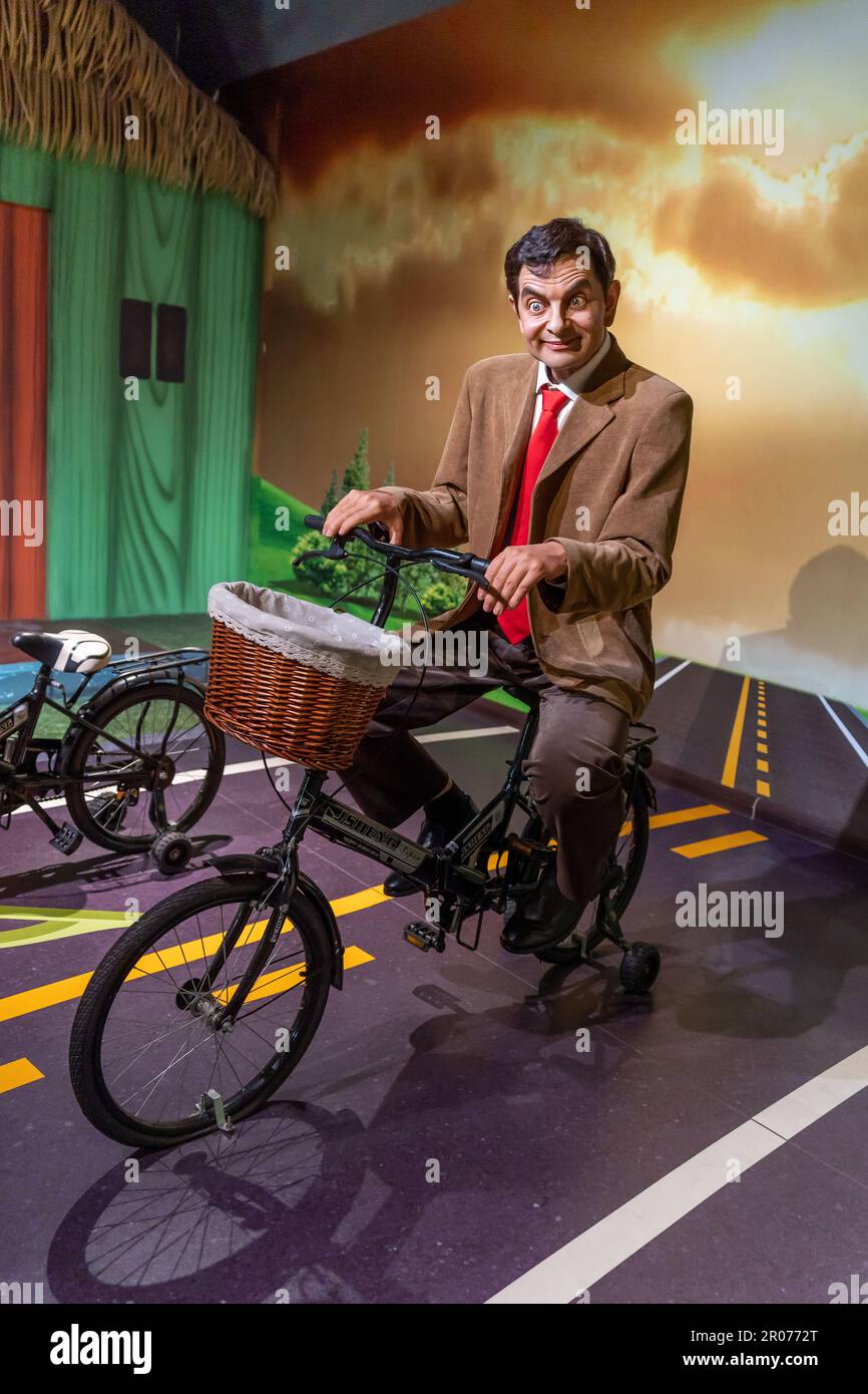 Shah Alam, Malaysia - April 17,2023 : Mr. Bean's wax figure displayed at Red Carpet 2 in I-City Shah Alam. Stock Photo
