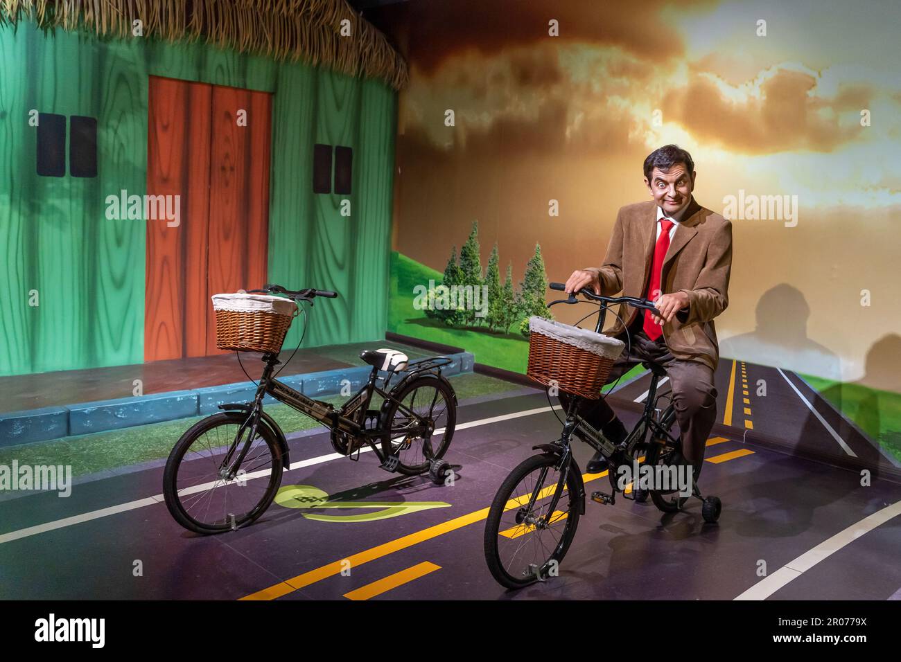 Shah Alam, Malaysia - April 17,2023 : Mr. Bean's wax figure displayed at Red Carpet 2 in I-City Shah Alam. Stock Photo