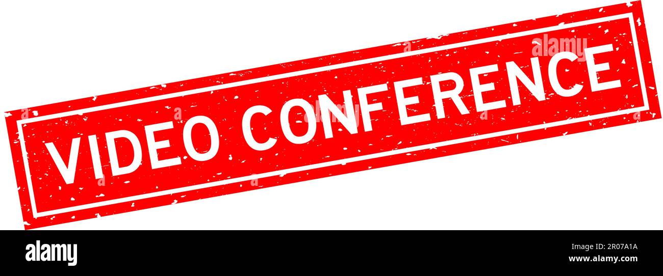 Grunge red video conference word square rubber seal stamp on white background Stock Vector