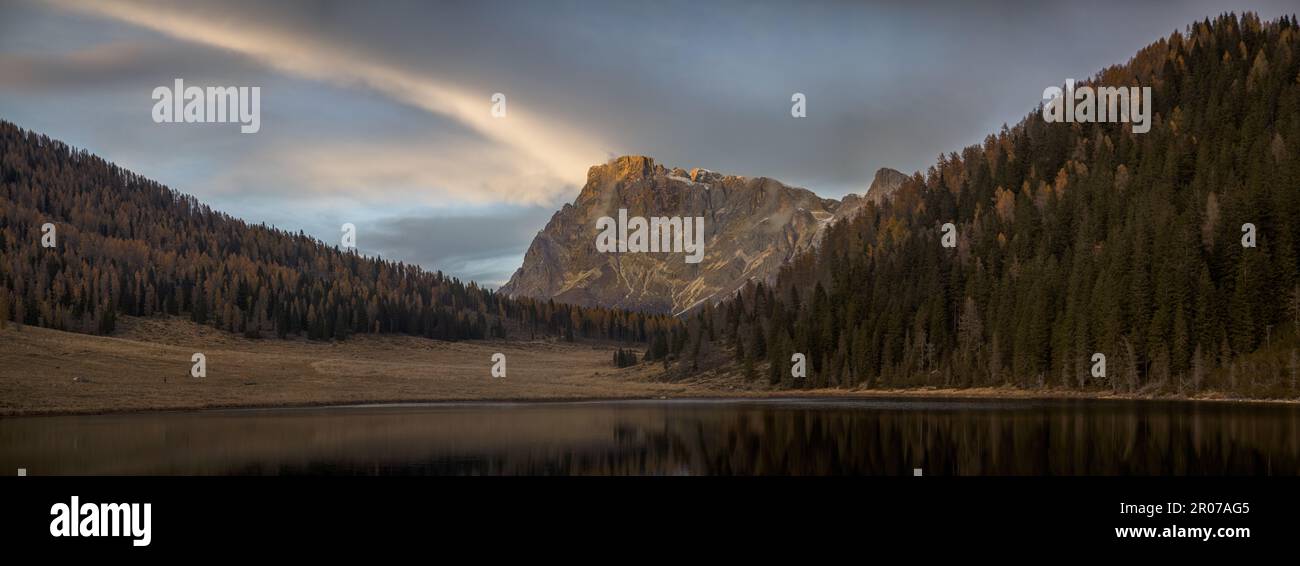 panoramic view of dolomiti lake Stock Photo