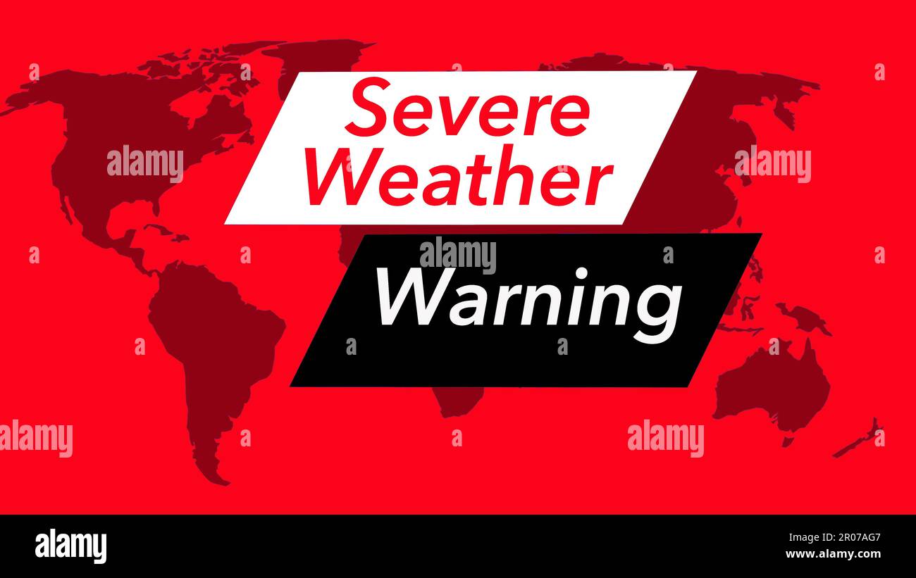 Severe weather warning. A television weather banner or icon is seen