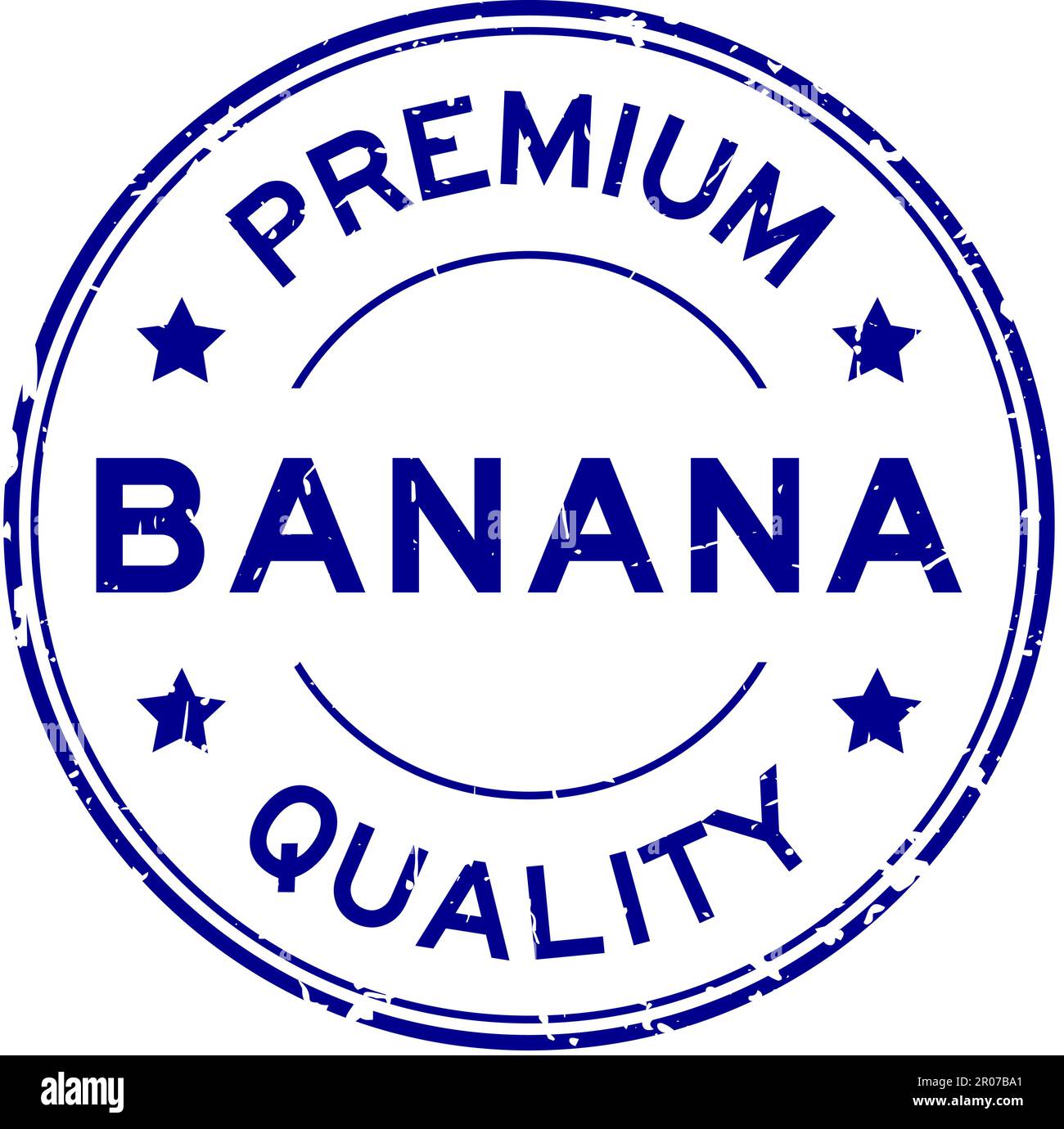Grunge blue premium quality banana word round rubber seal stamp on ...