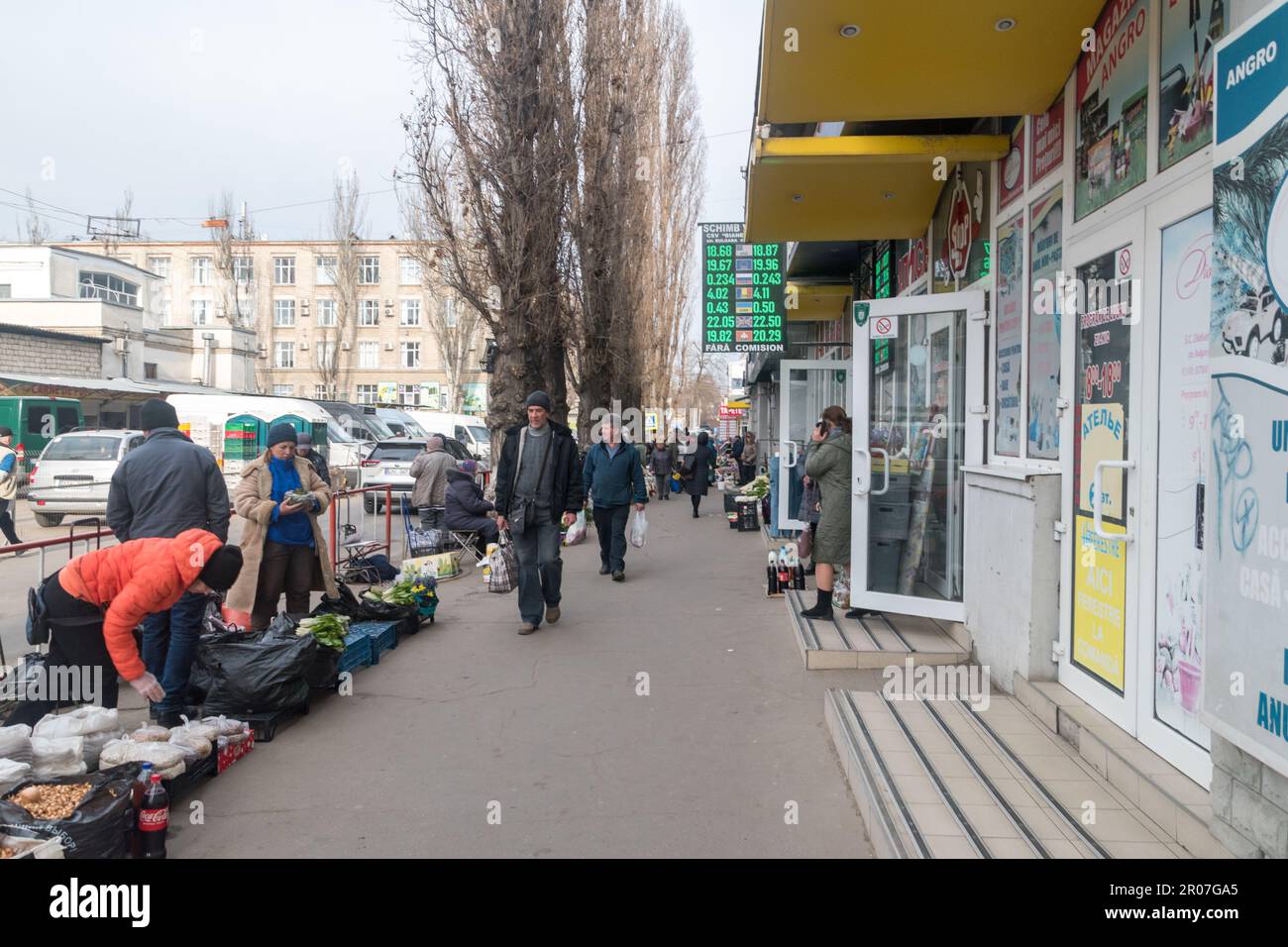 Chisinau, Moldova - March 8, 2023: Street market in Chisinau Stock